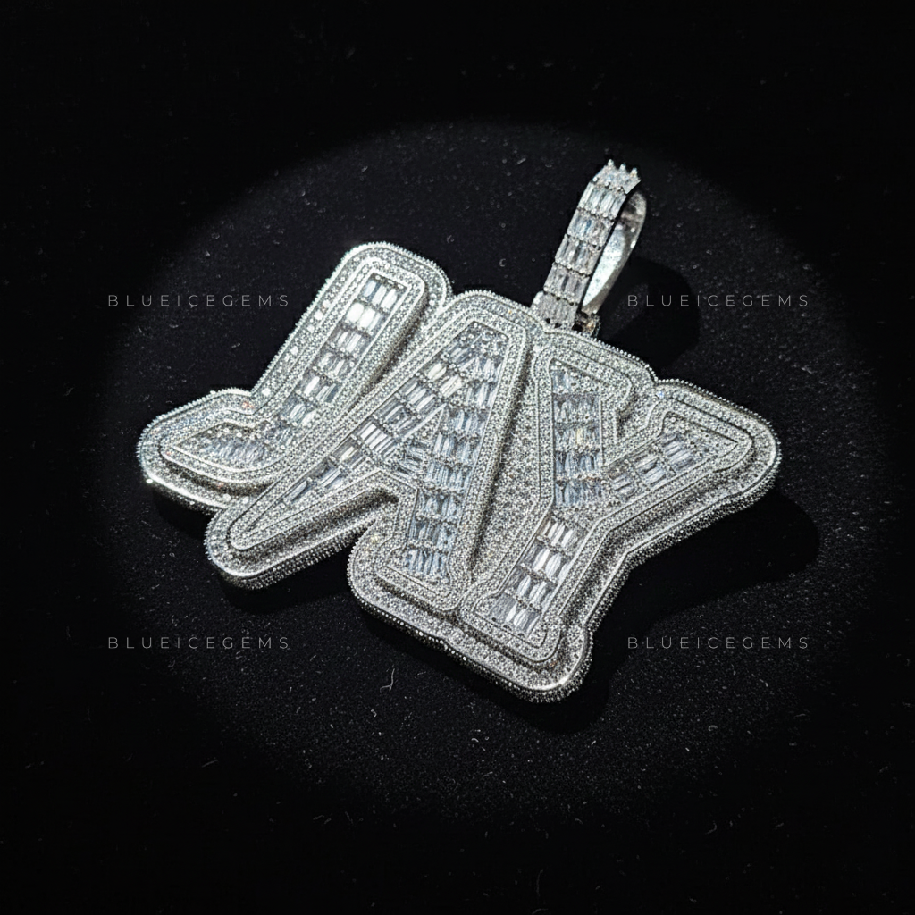"JAY" Custom Baguette & Round Diamond Pendant