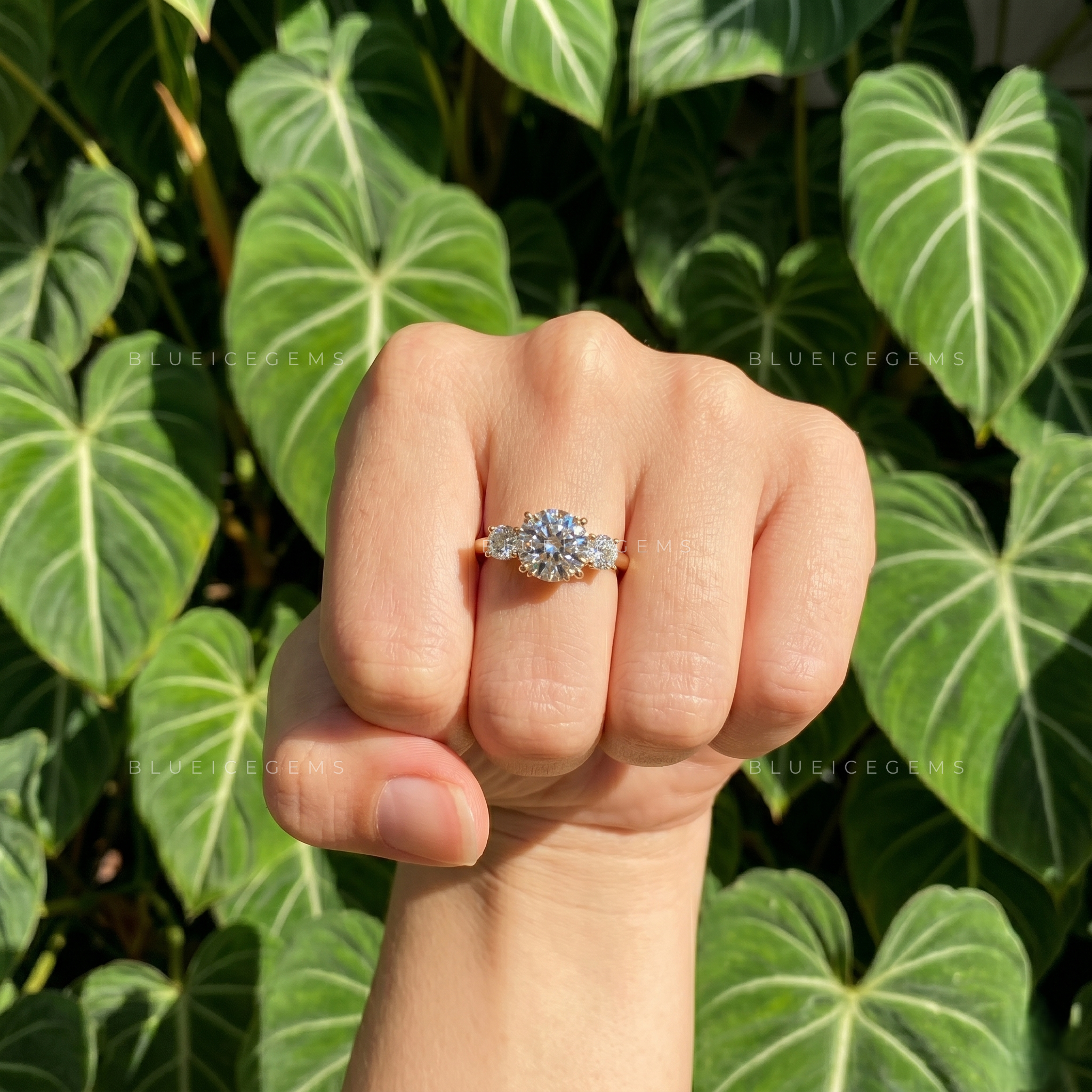 Eternal Harmony Round Cut Three Stone Trilogy Engagement Ring