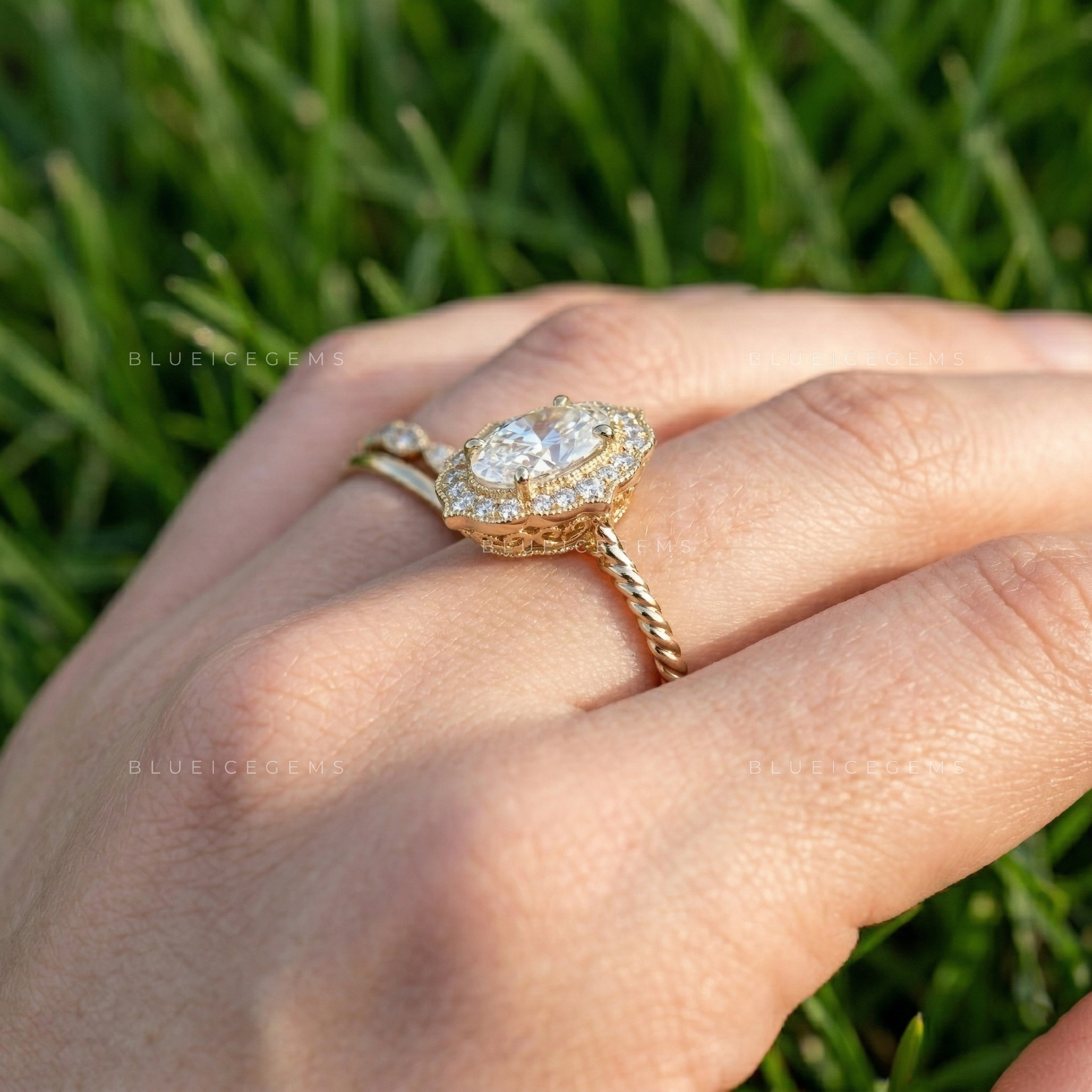 Elegant Aura Oval Cut Pavé Engagement Ring