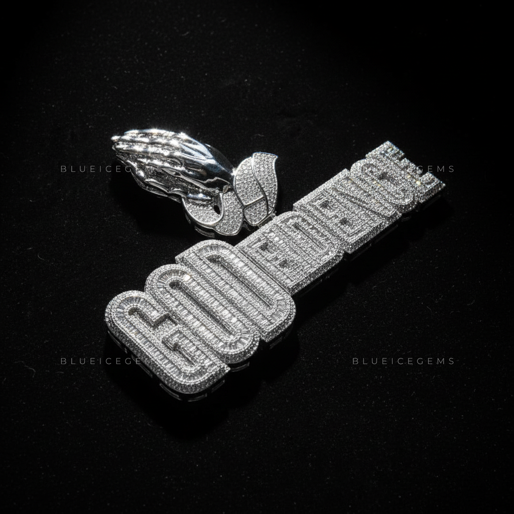 The "GODFIDENCE" Divine Aura: Praying Hands & Multi-Stone Block Fusion Pendant