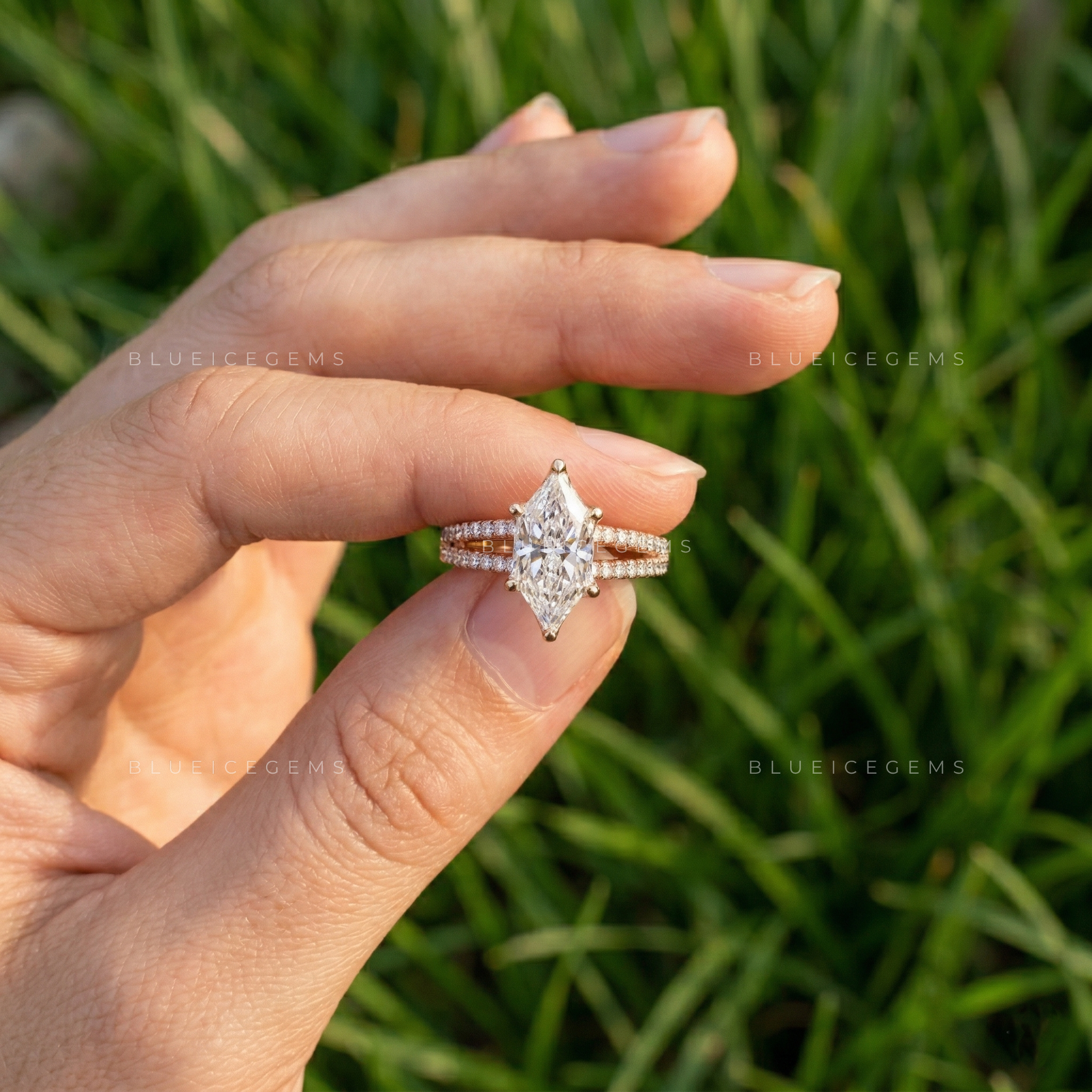 Antique Majesty Dutch Marquise Cut Pavé Engagement Ring