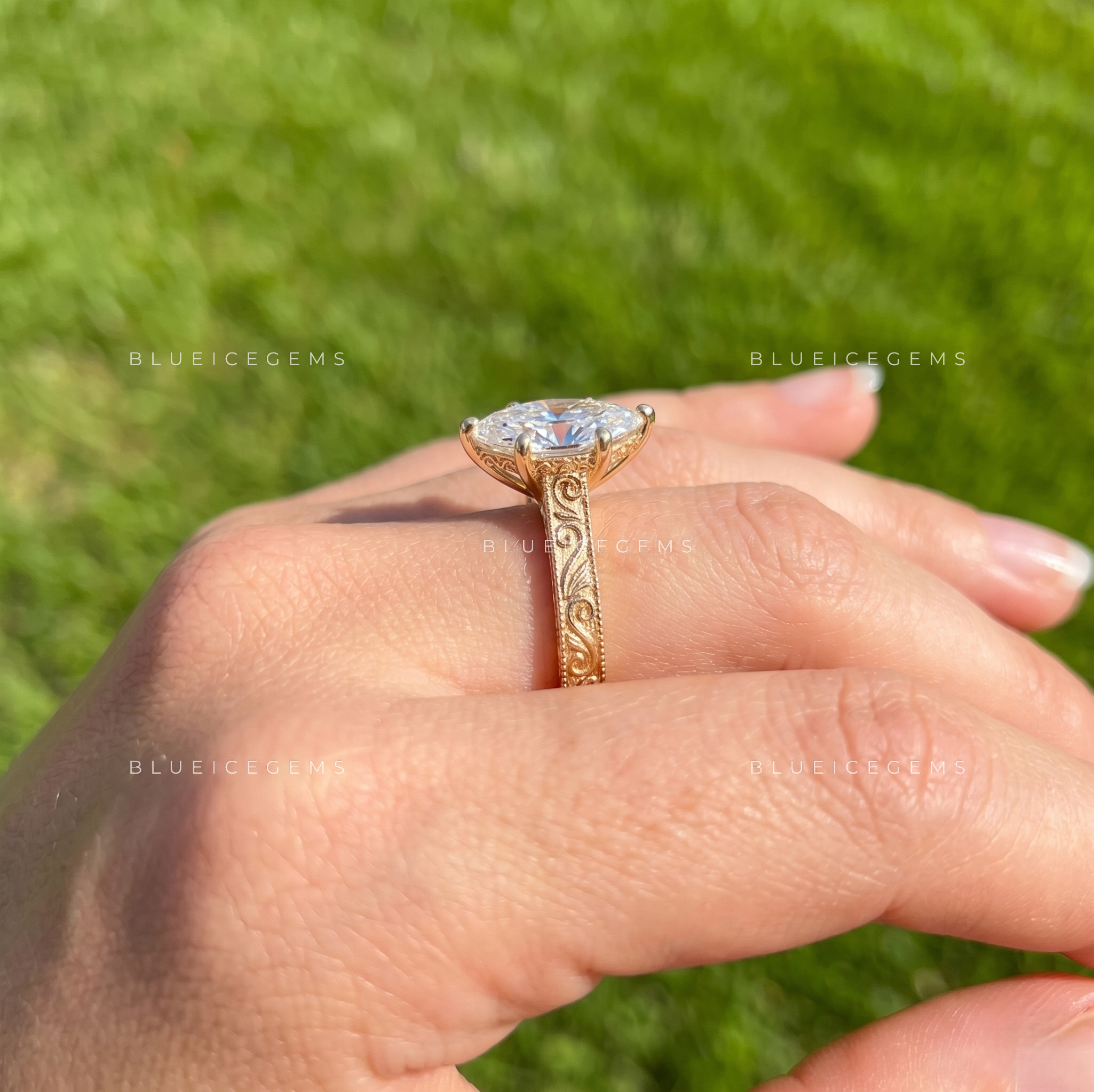 Majestic Crest Marquise Cut Vintage Solitaire Ring