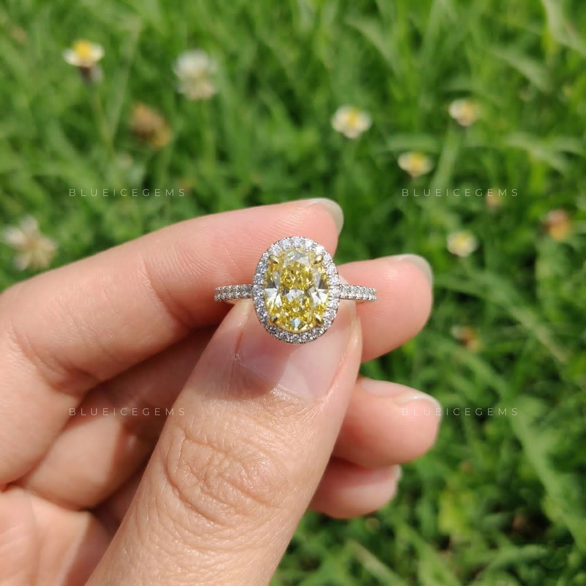 Radiant Canary Oval Cut Halo Ring