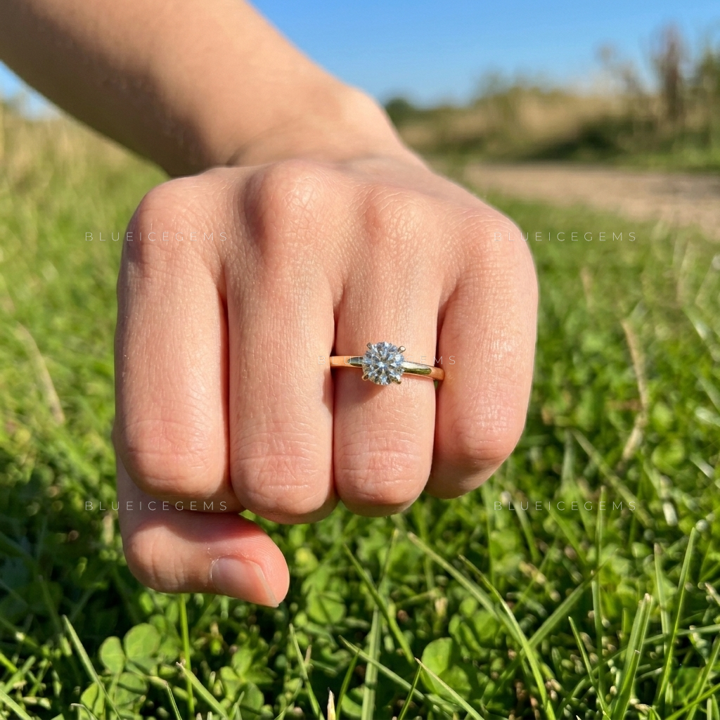 Dainty Round Brilliant Cut Minimalist Solitaire Promise Ring