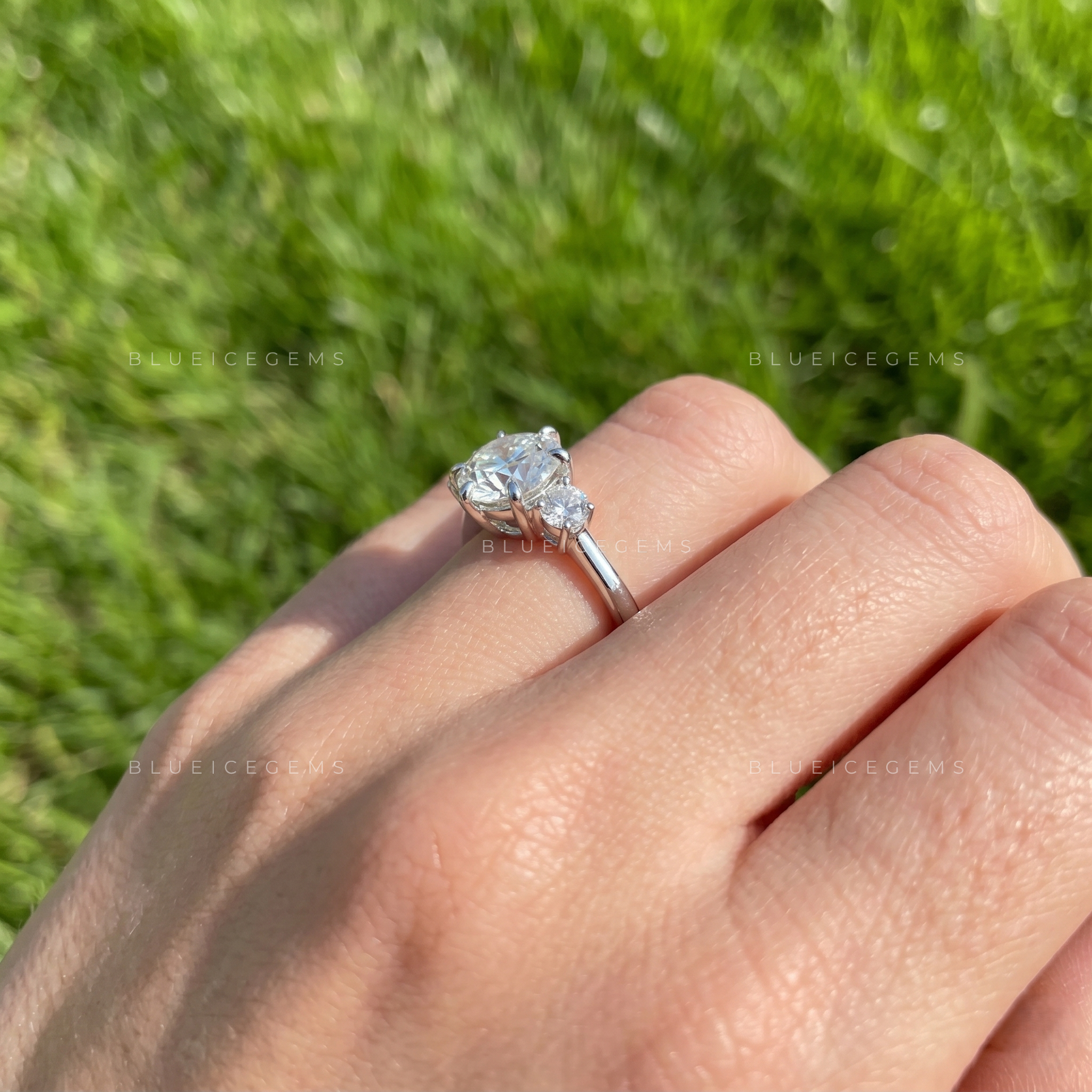 Classic Splendor Round Cut Three Stone Engagement Ring