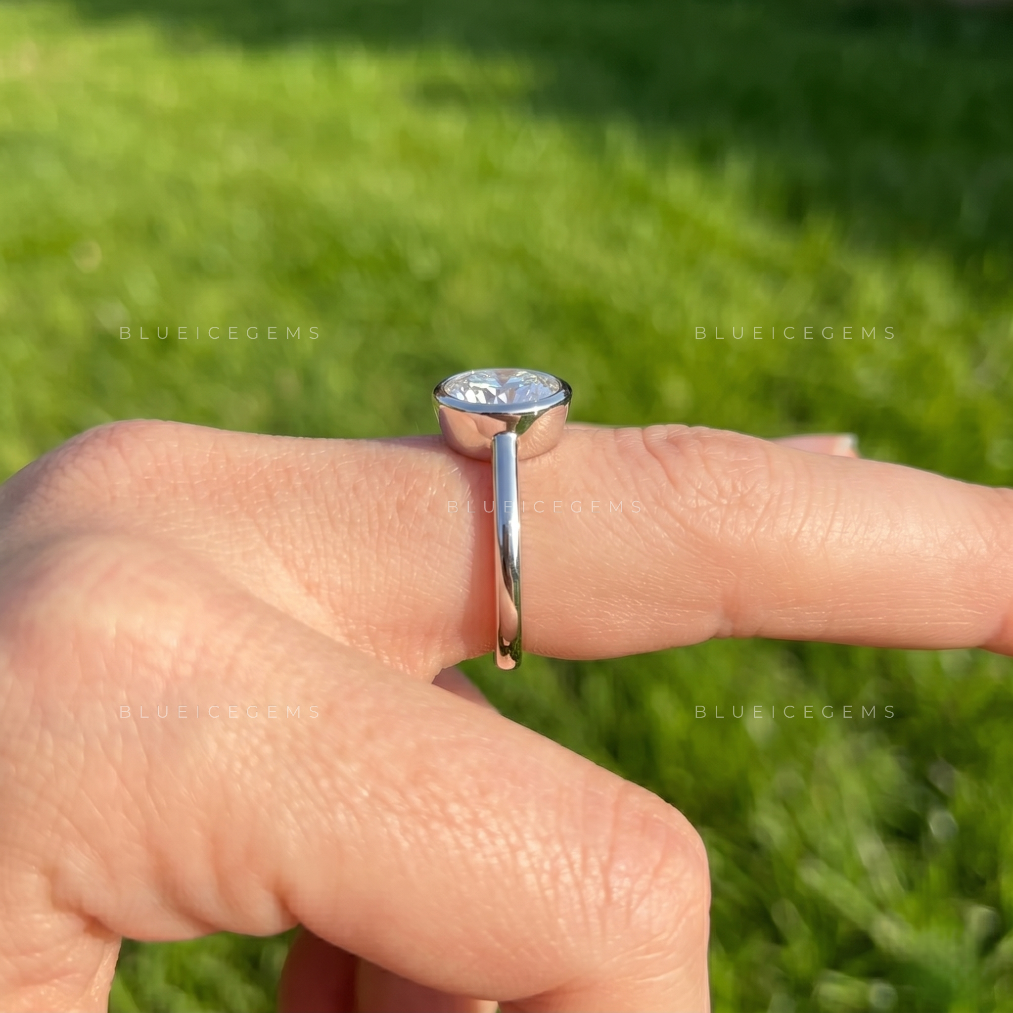 Timeless Sparkle Round Brilliant Cut Bezel Setting Engagement Ring Minimalist Solitaire Anniversary Band