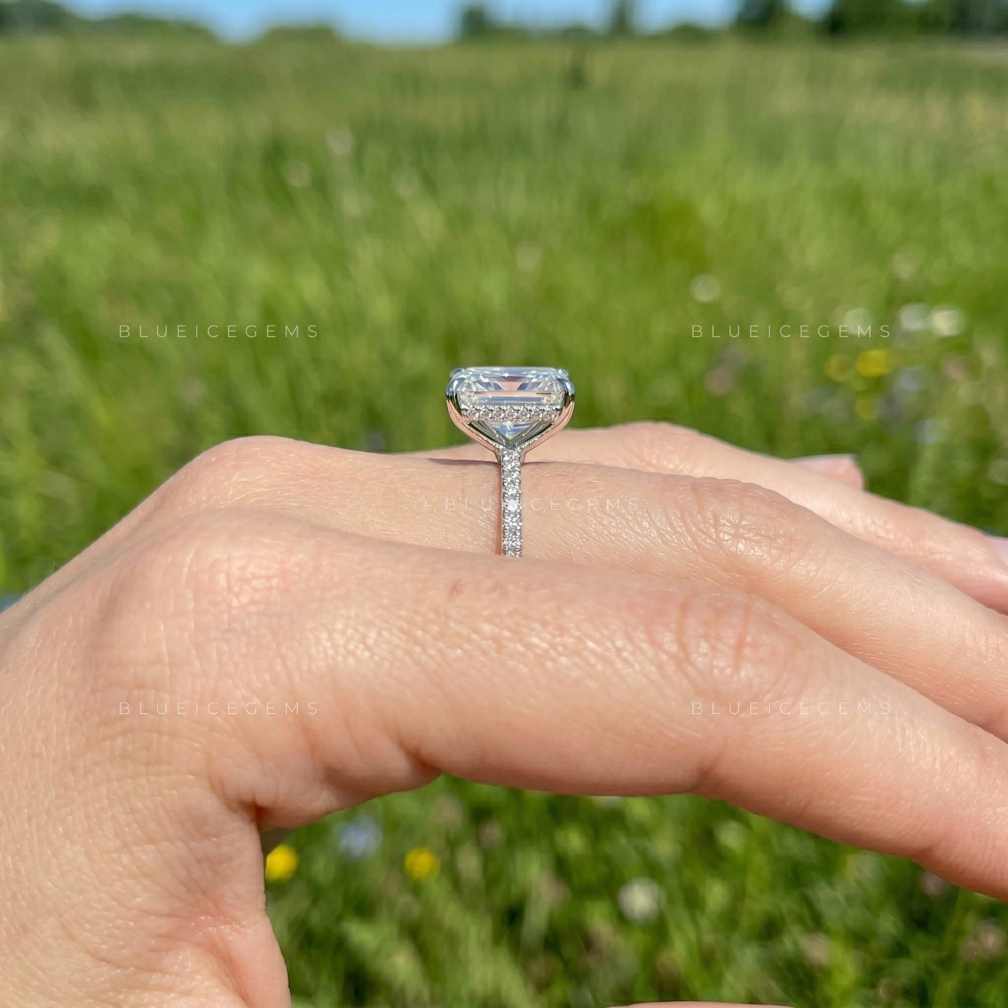 Electric Radiance Radiant Cut Pavé Engagement Ring