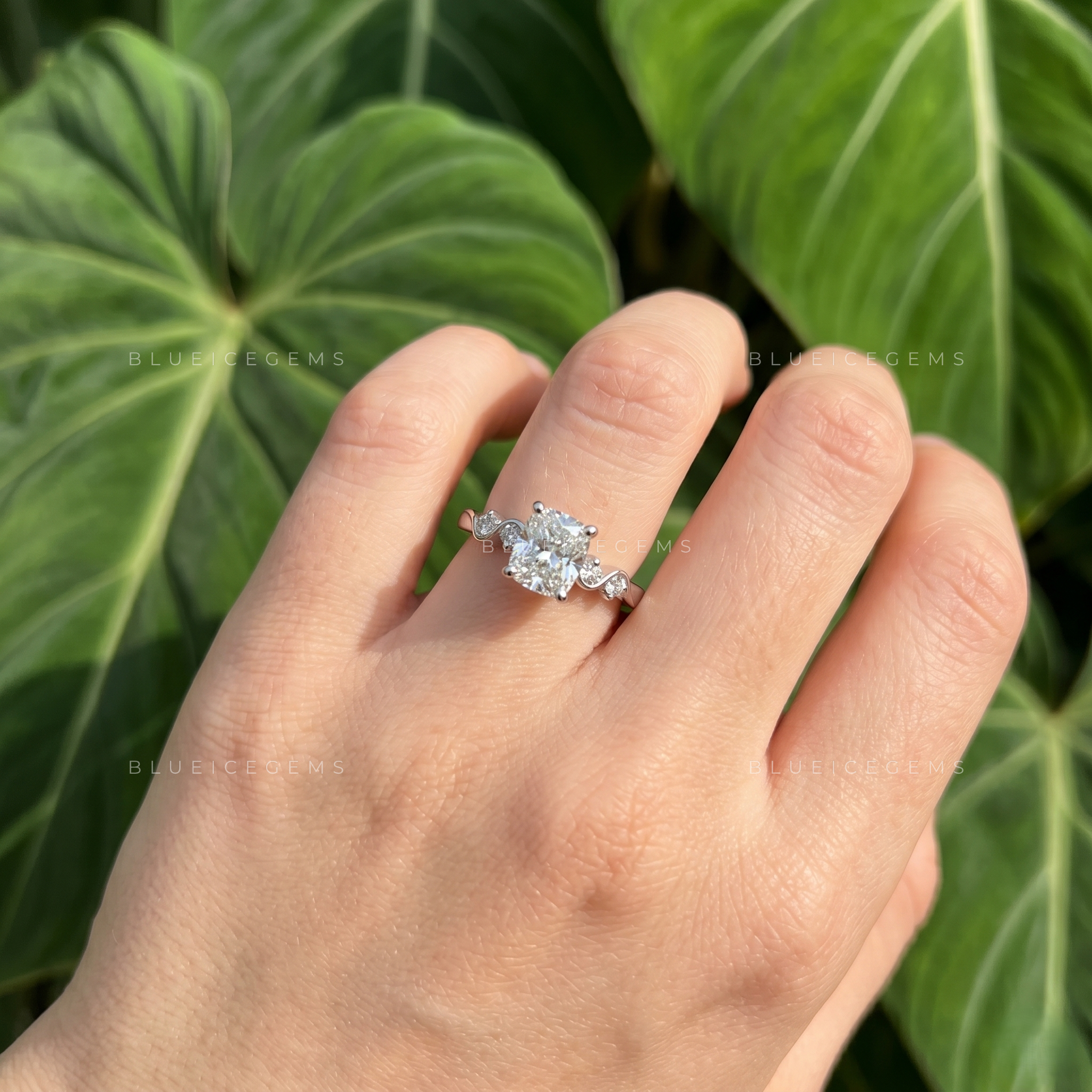 Harmony of Brilliance Five Stone Cushion Cut Engagement Ring