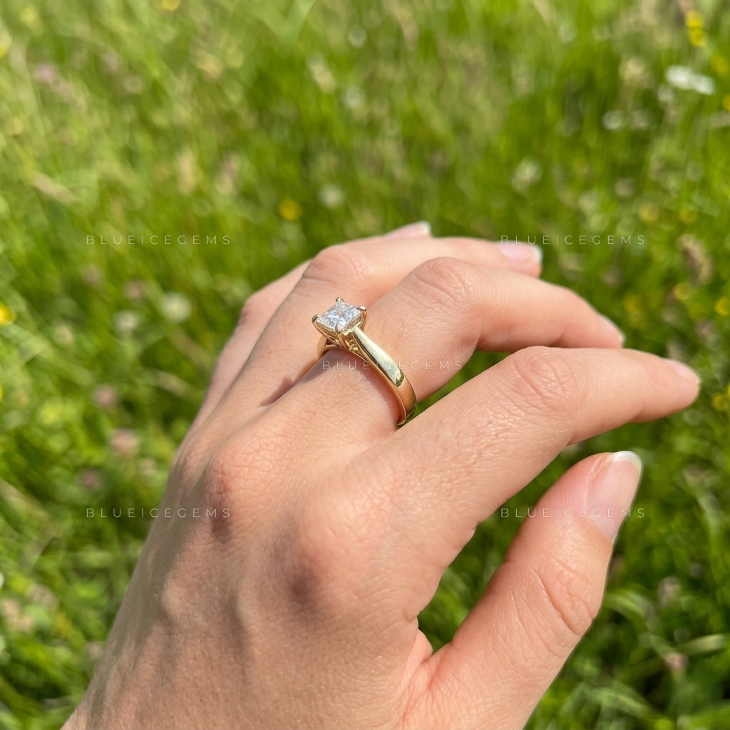 Elegant Allure Princess Cut Tapered Shank Engagement Ring