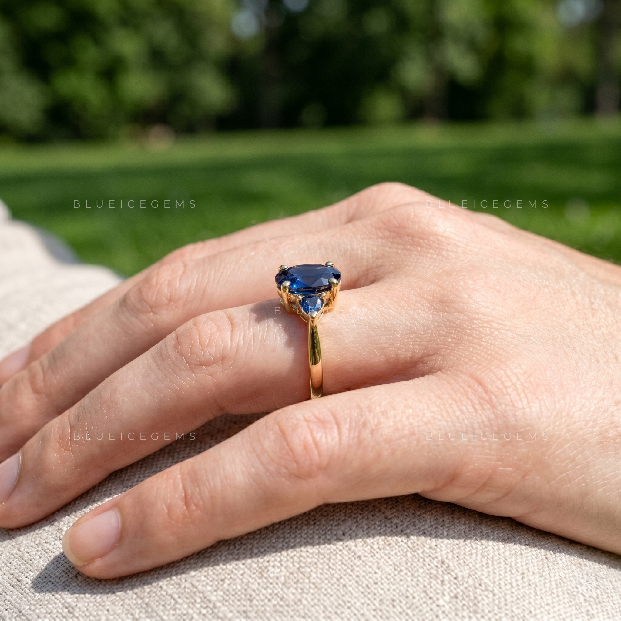 Royal Allure Oval Cut Sapphire Blue Classic Accent Ring