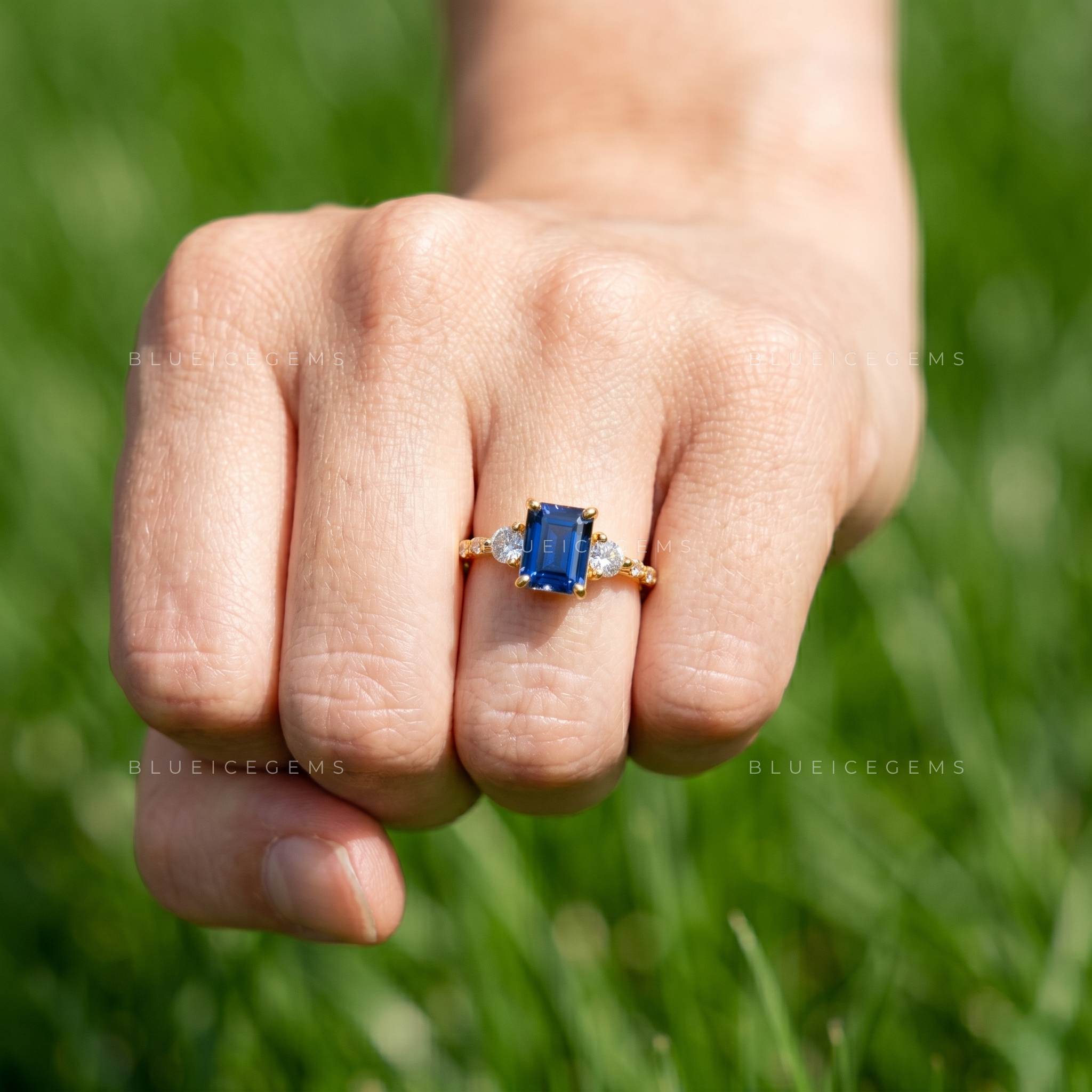 The "Azure Essence" Oval Sapphire Trilogy: Radiant Birthstone Statement