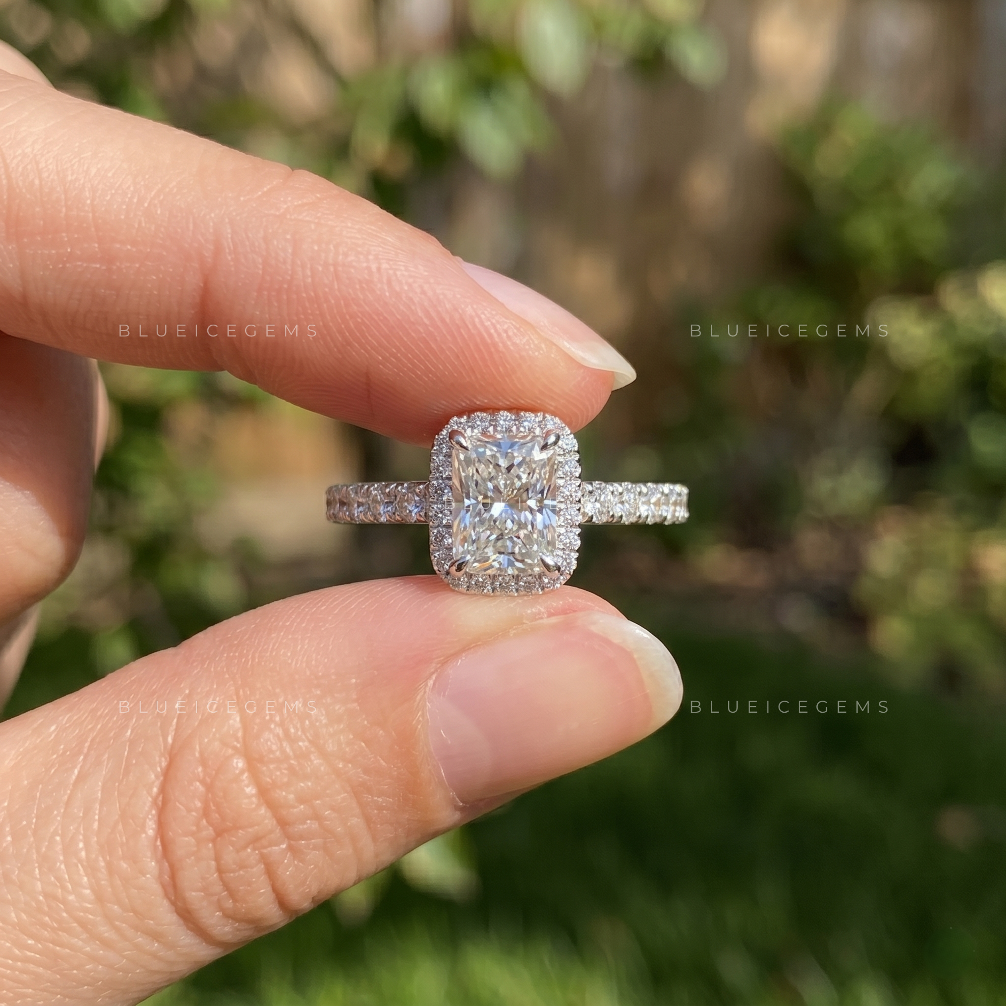 Majestic Glow Radiant Cut Pavé Engagement Ring