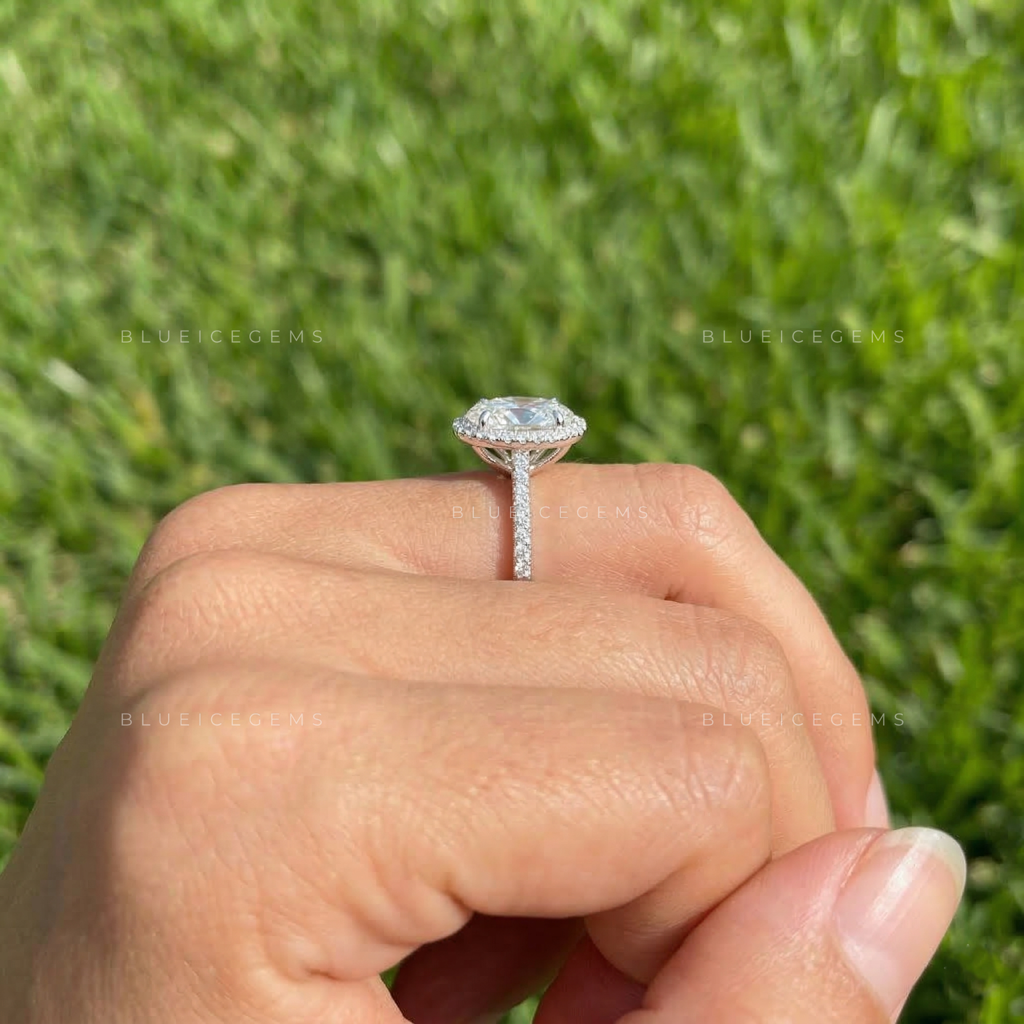 Ethereal Oval Cut Scalloped Halo Ring