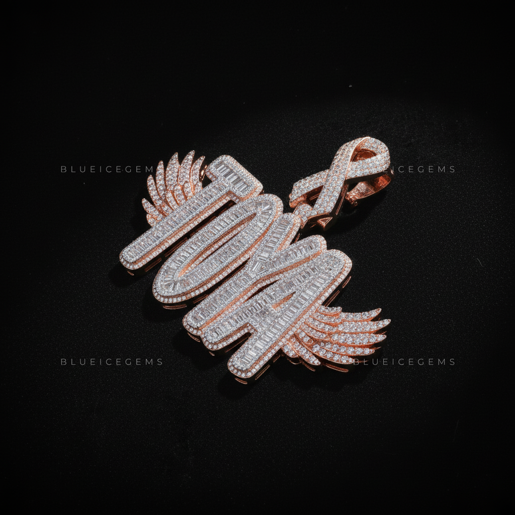 The "TOYA" Seraphic Sovereign: Baguette-Fusion Script & Iced Ribbon Bail