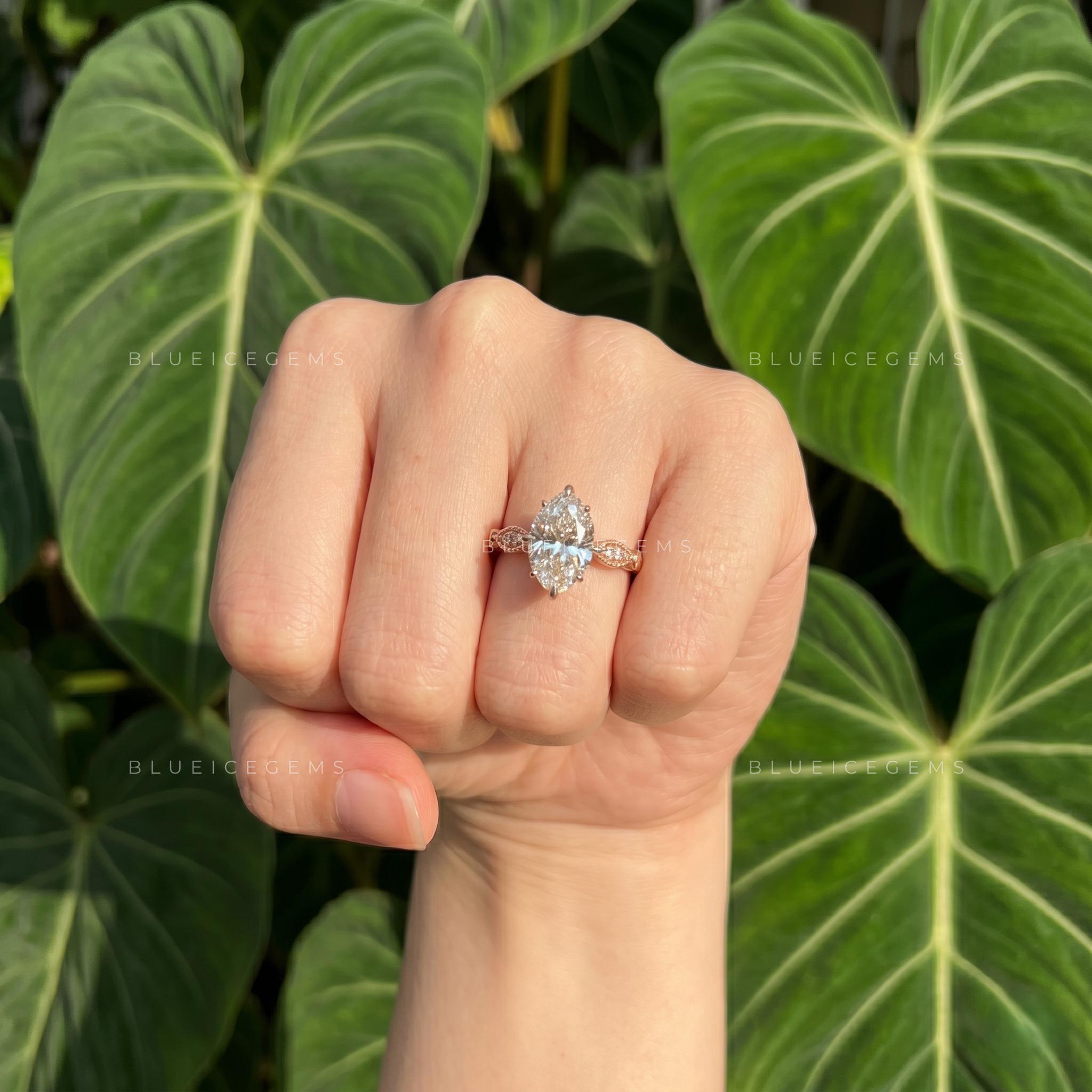 Vintage Inspired Oval Cut Compass Prong Engagement Ring with Diamond Accents