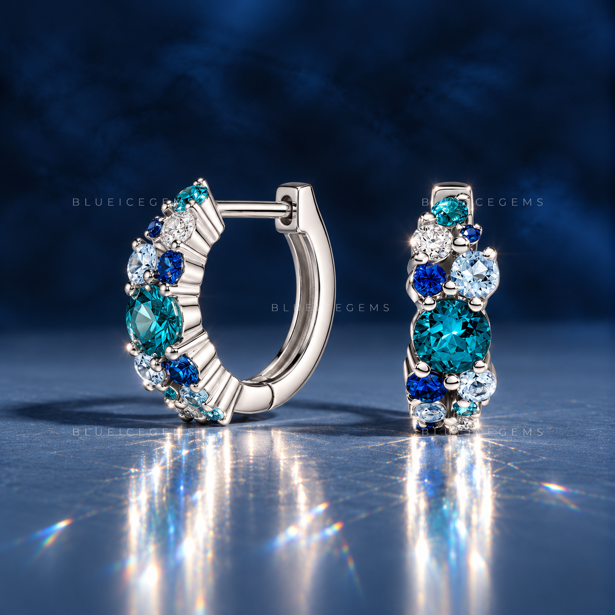 Hydrangea Bouquet Gemstone Hoop Earrings
