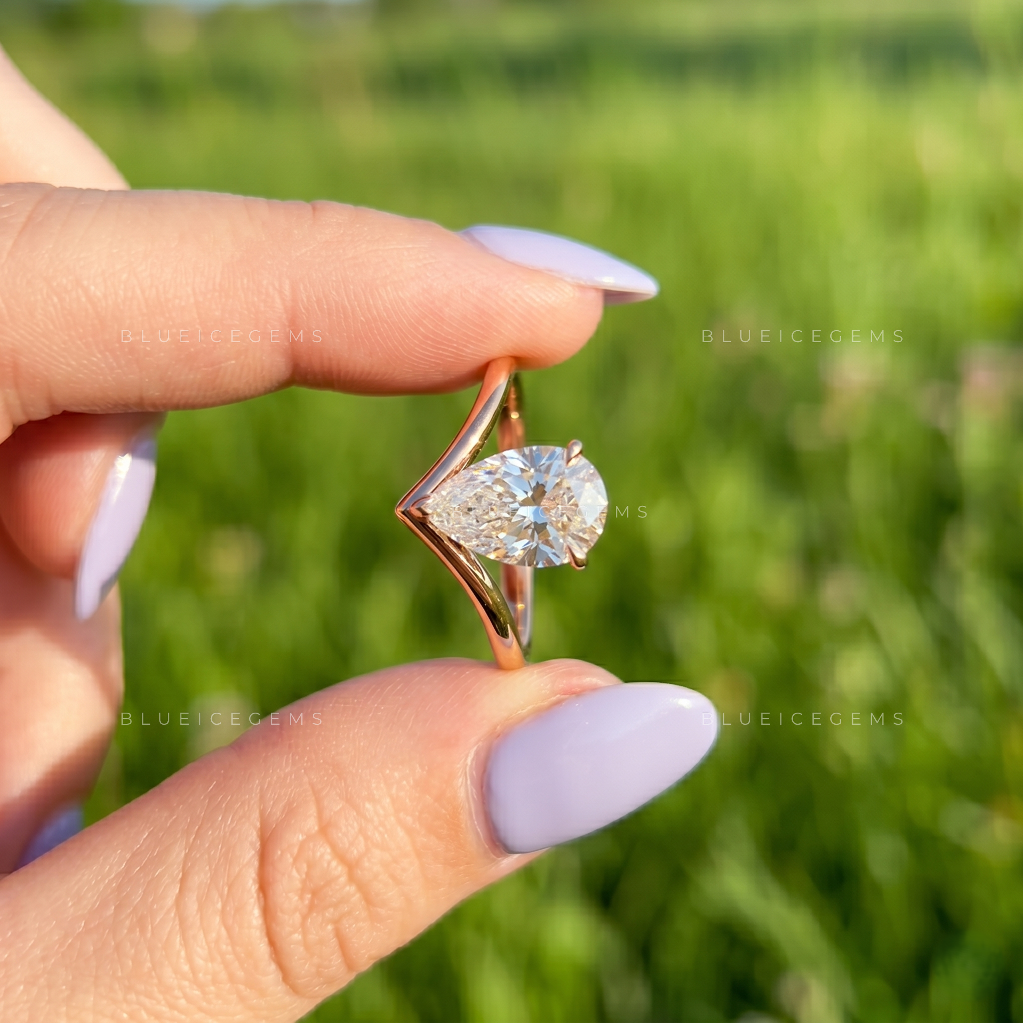 Infinite Allure Pear Cut Certified V-Shape Engagement Ring