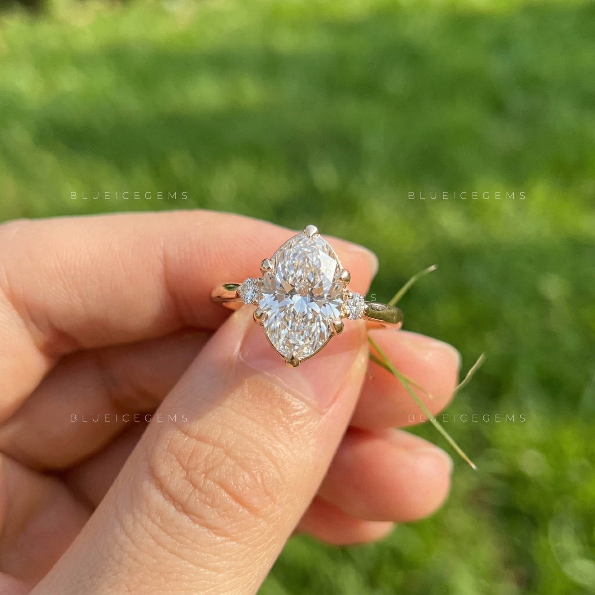 Radiant Harmony Oval Cut Accent Engagement Ring