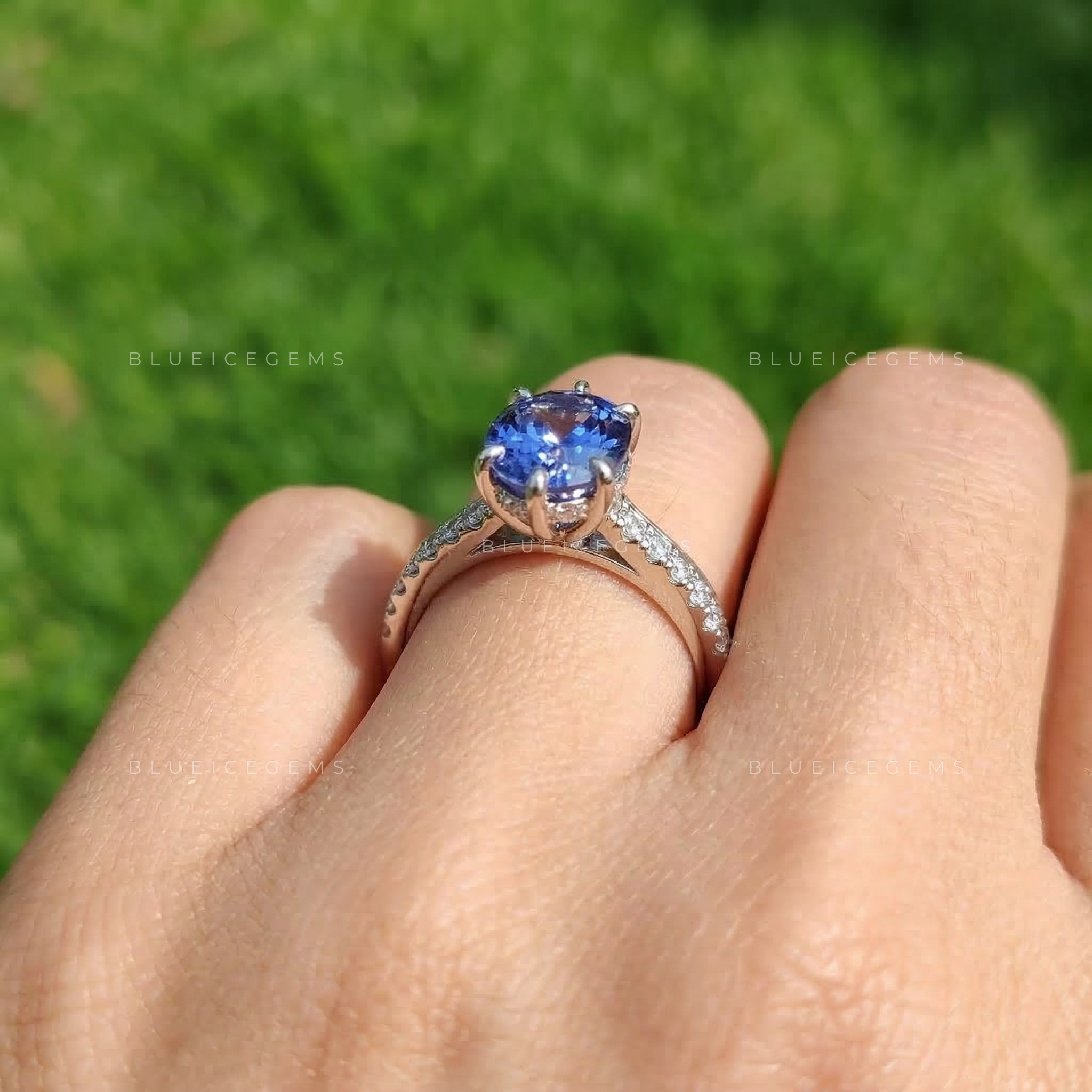 Deep Velvet Oval Cut Royal Blue Pavé Ring