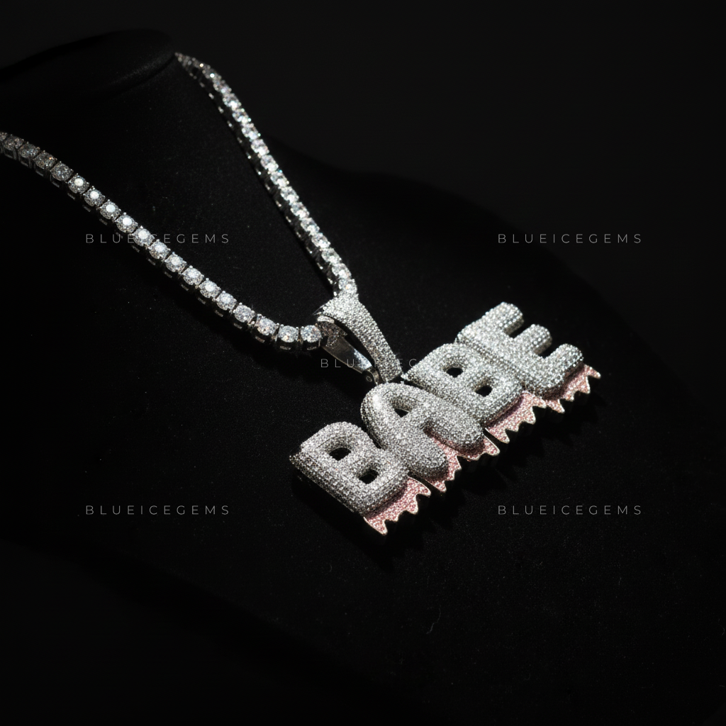 The "BABE" Iced Drip: Two-Tone Frost & 3D Bubble Script Sovereign