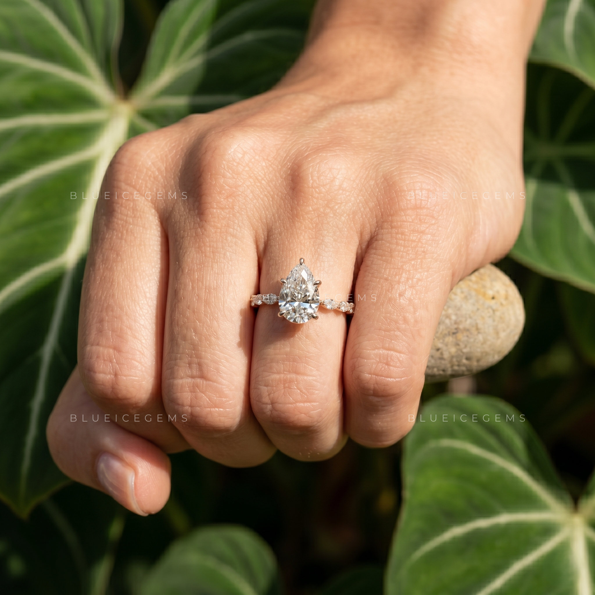 Celestial Bloom Pear Cut Pavé Engagement Ring