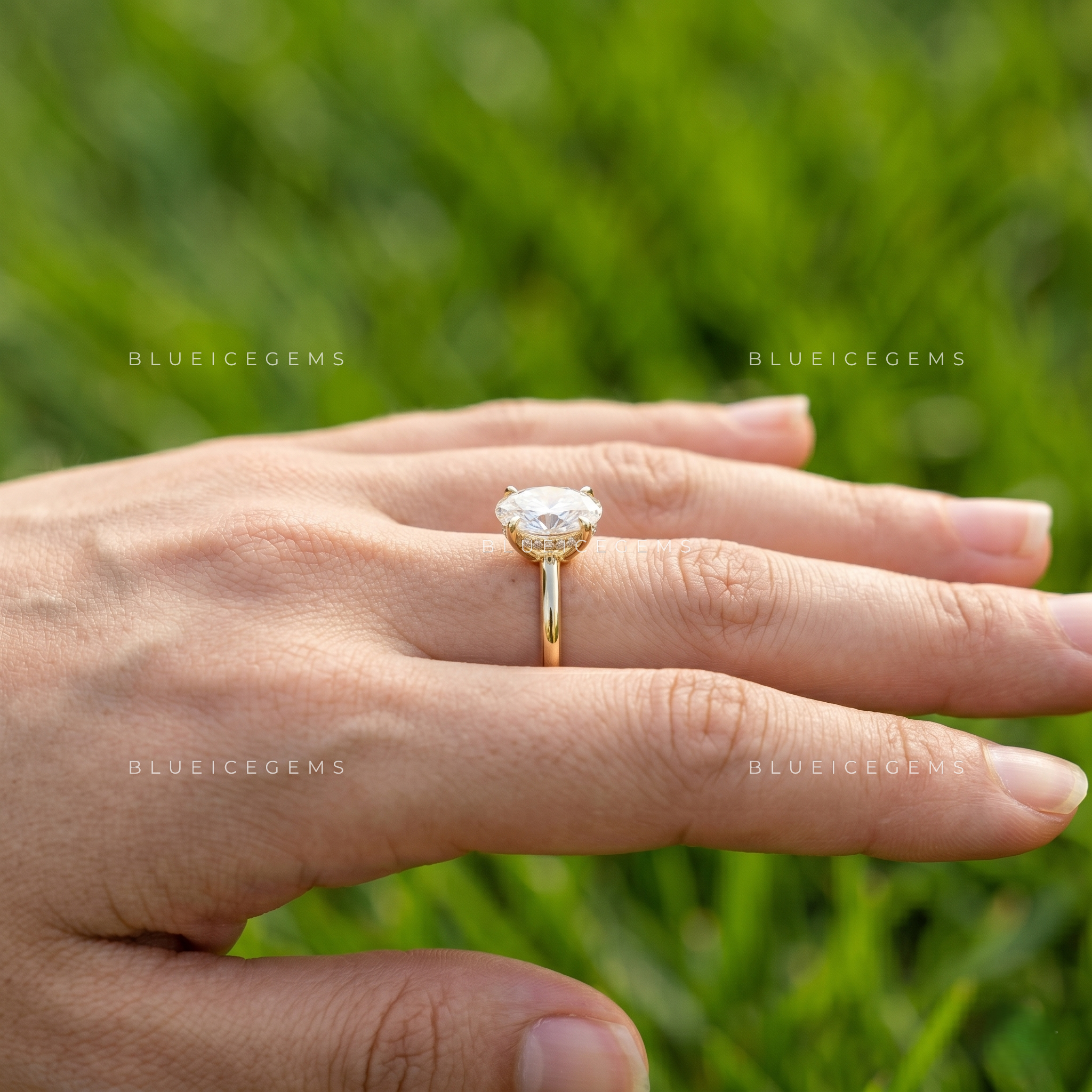 Floravelle Oval Cut Floral Solitaire Engagement Ring