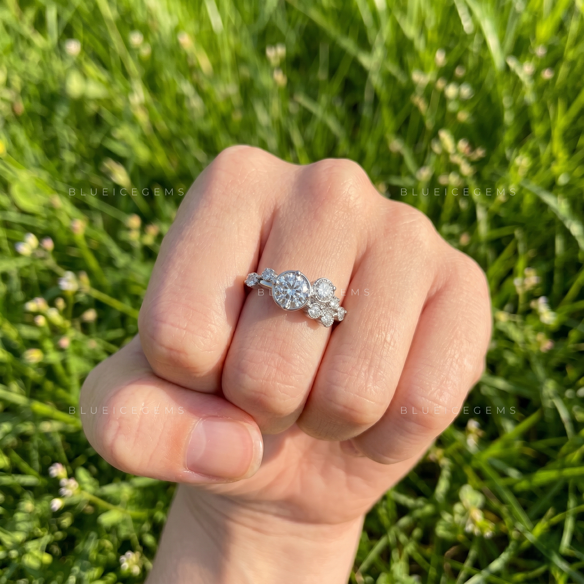 Captivating Multi-Stone Round Brilliant Cluster Statement Ring