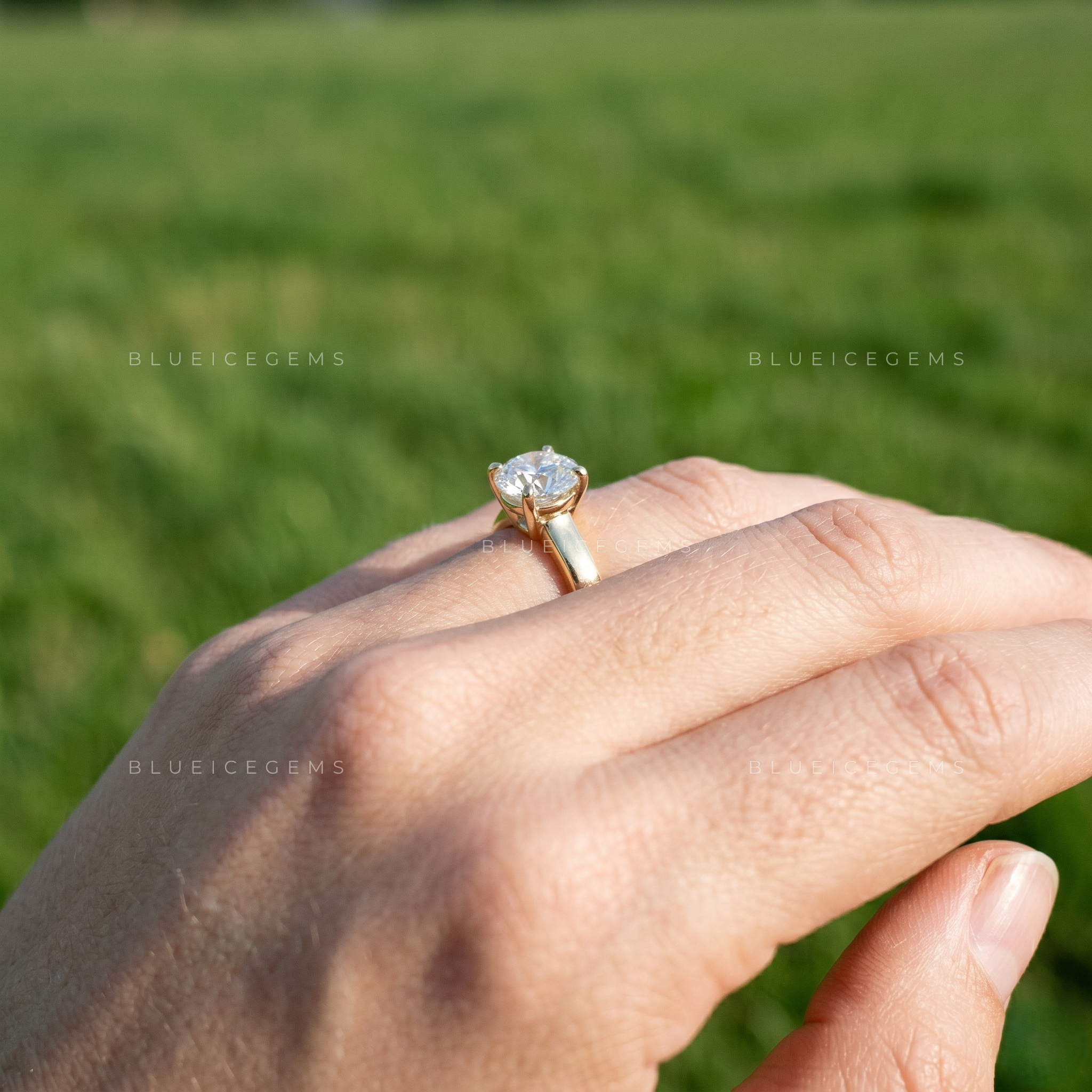 Classic Opulence Round Brilliant Cut Solitaire Wide Band High Setting Engagement Ring