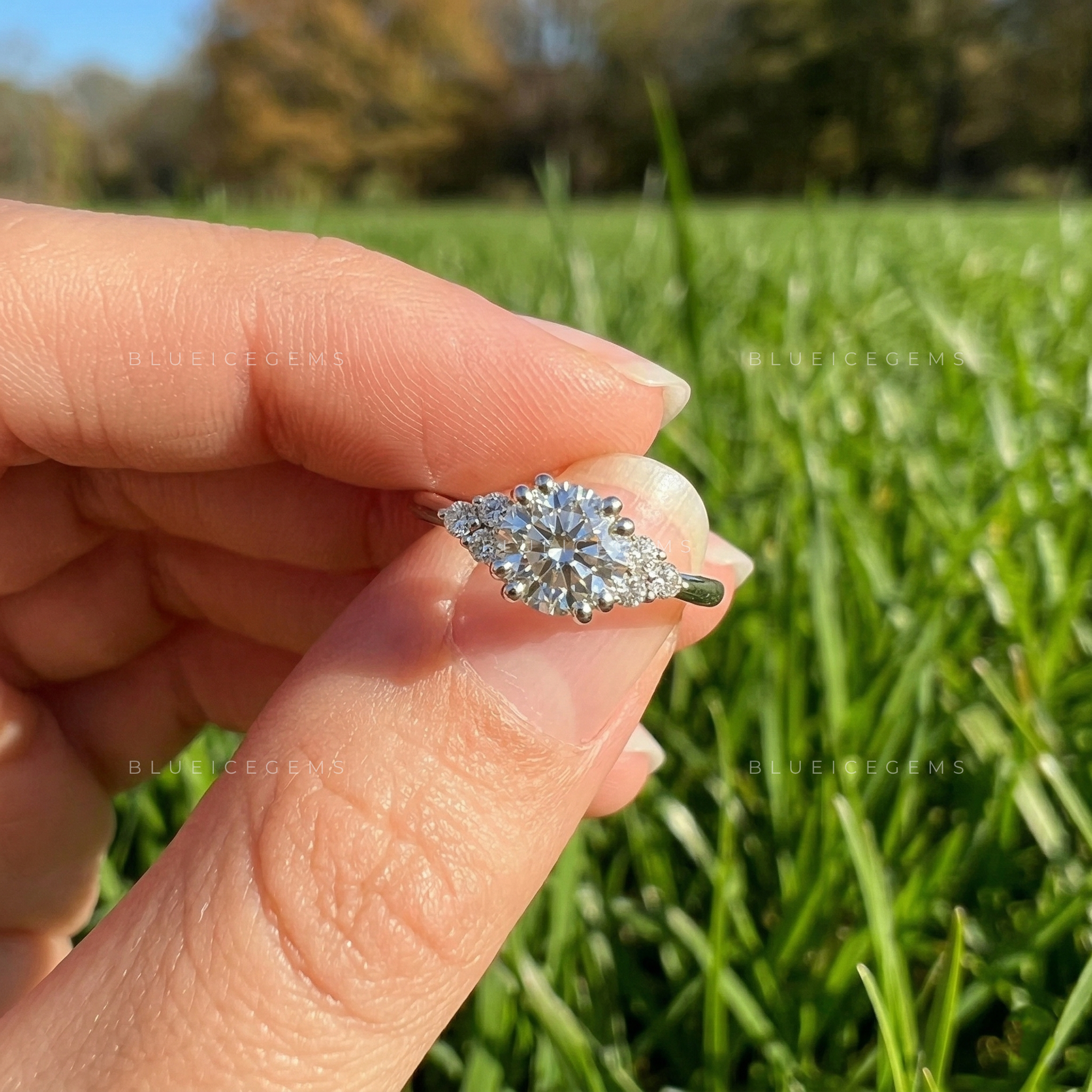 Celestial Fire Round Brilliant Cut Pavé Engagement Ring
