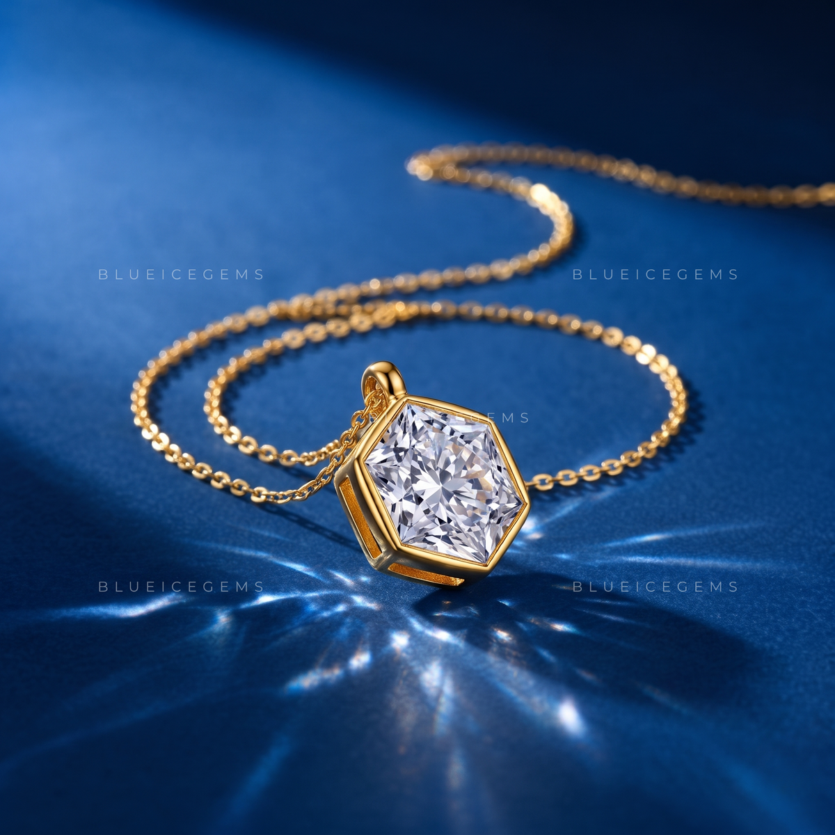 Hexagon Brilliant Cut Solitaire Diamond Pendant