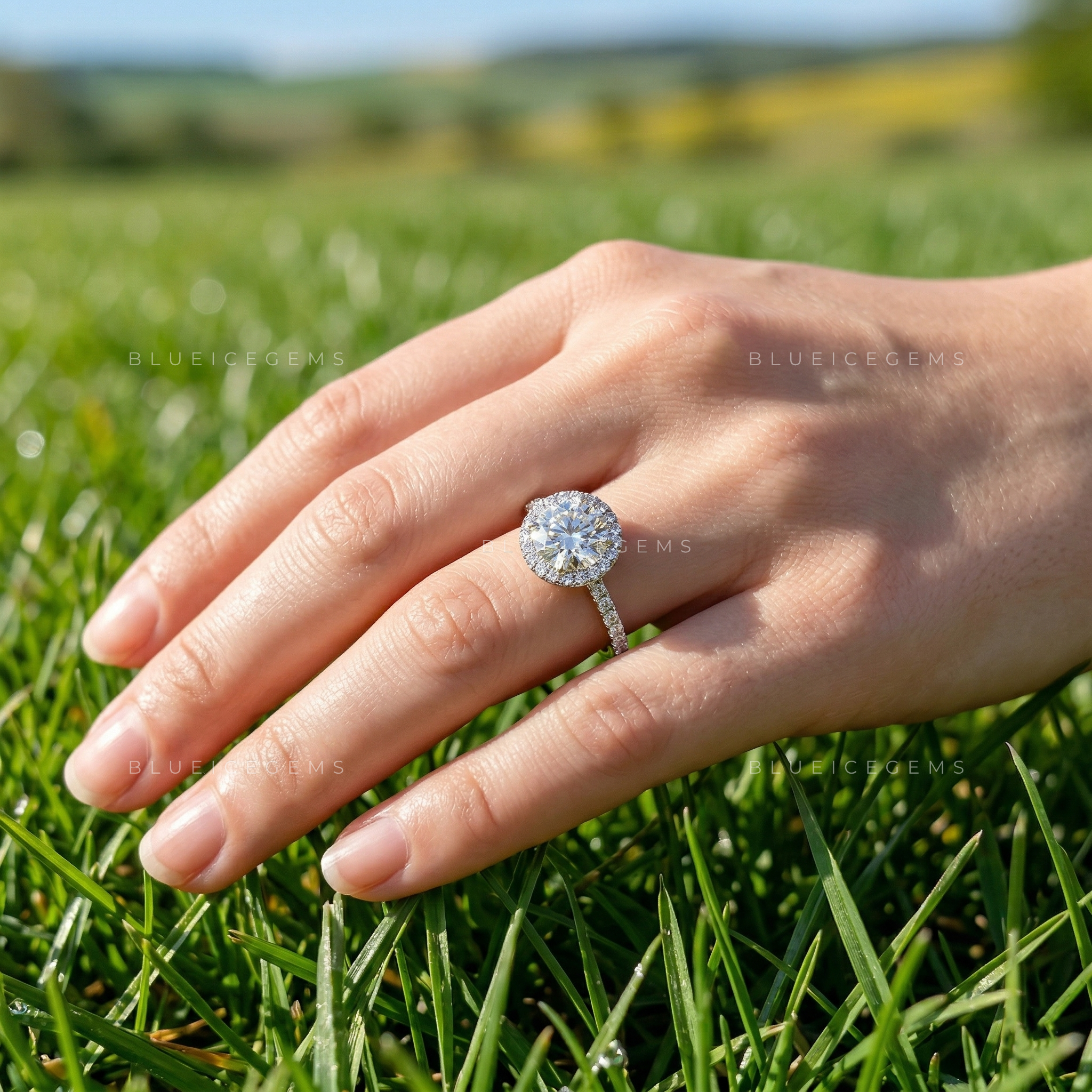 Stellar Radiance Round Cut Pavé Engagement Ring