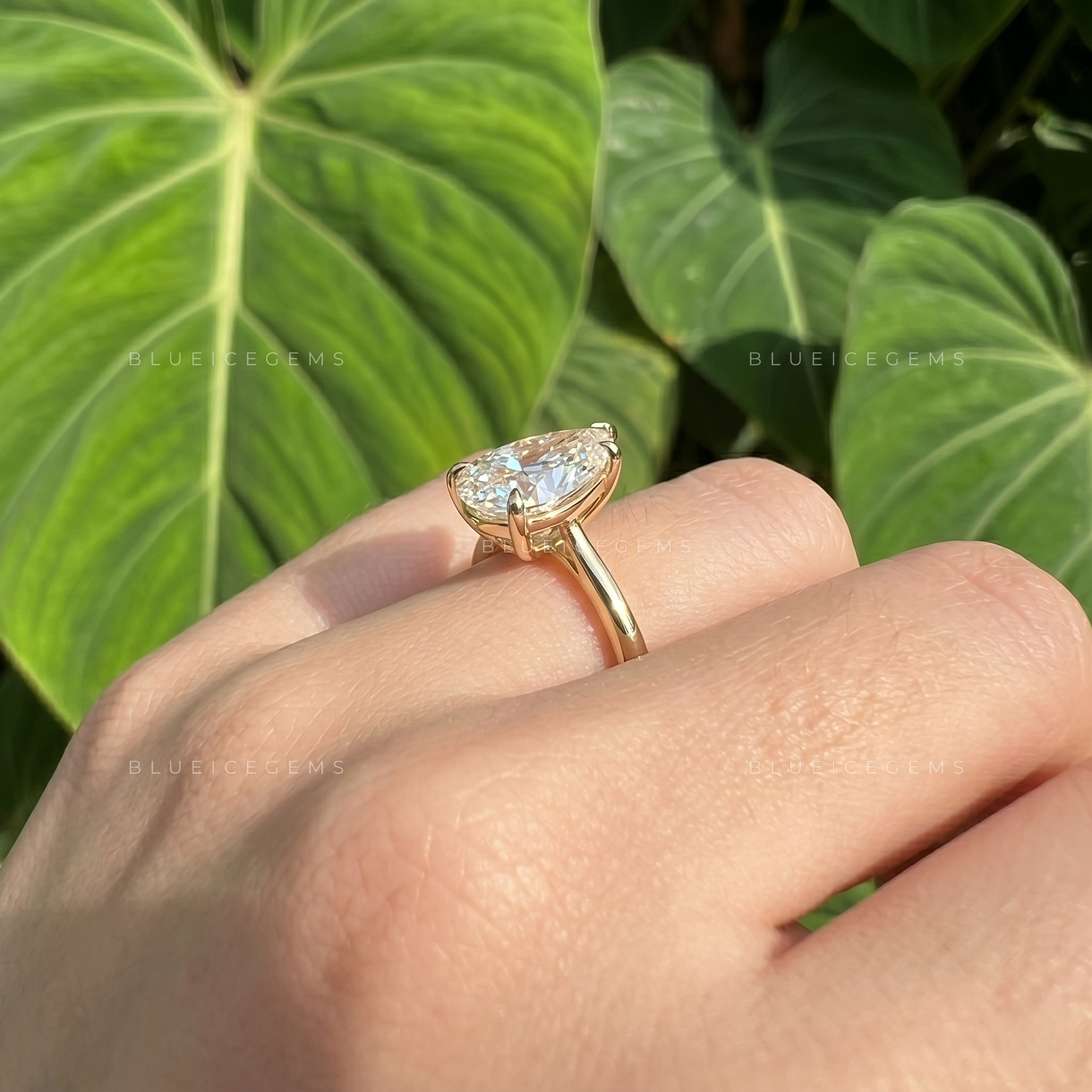 Whispering Grace Dainty Pear Cut Solitaire Engagement Ring