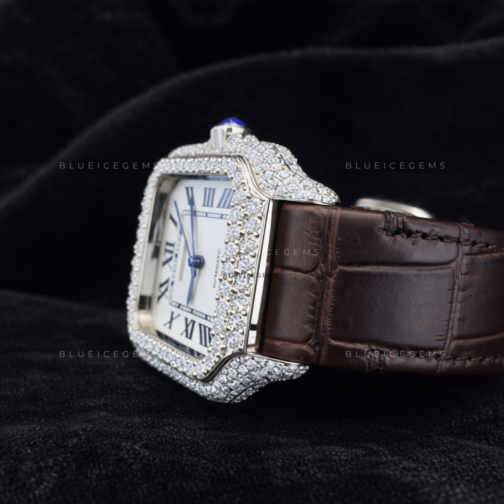 Ethereal Heritage: Iced-Out Custom Roman Moissanite Watch