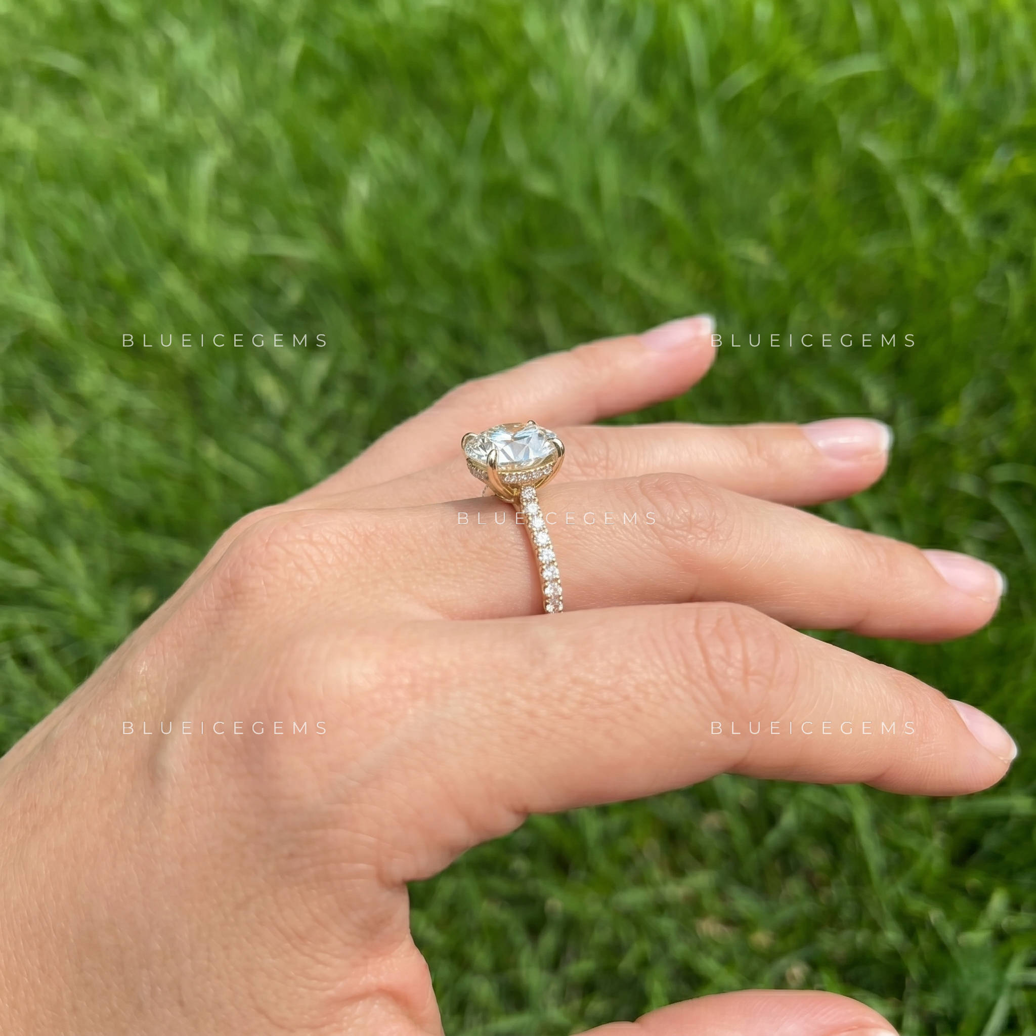 Imperial Radiance Round Cut Cathedral Pavé Engagement Ring