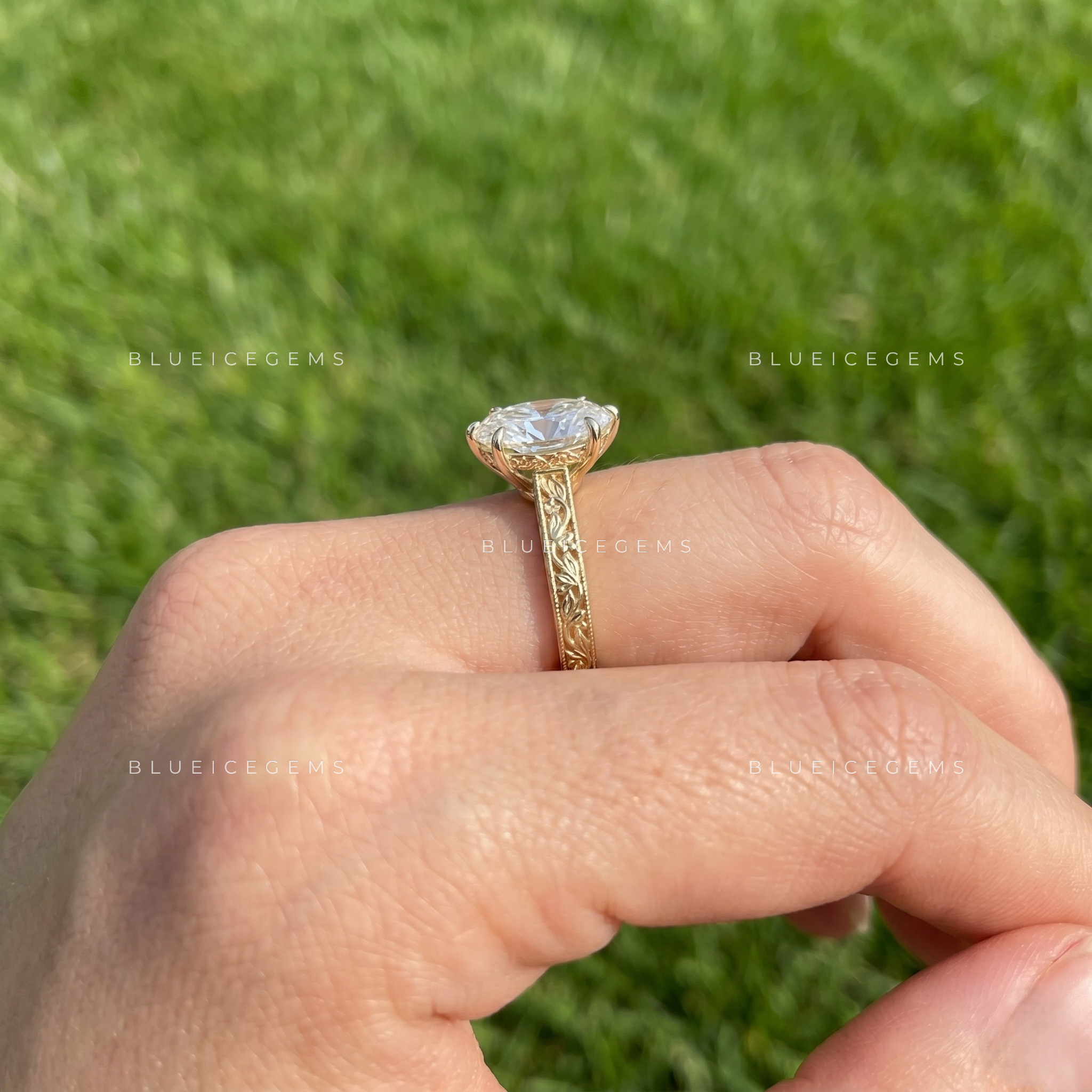Ethereal Filigree Oval Cut Hidden Halo Engagement Ring