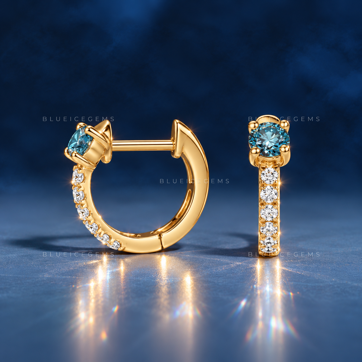 Malibu Blue Pavé Huggie Earrings