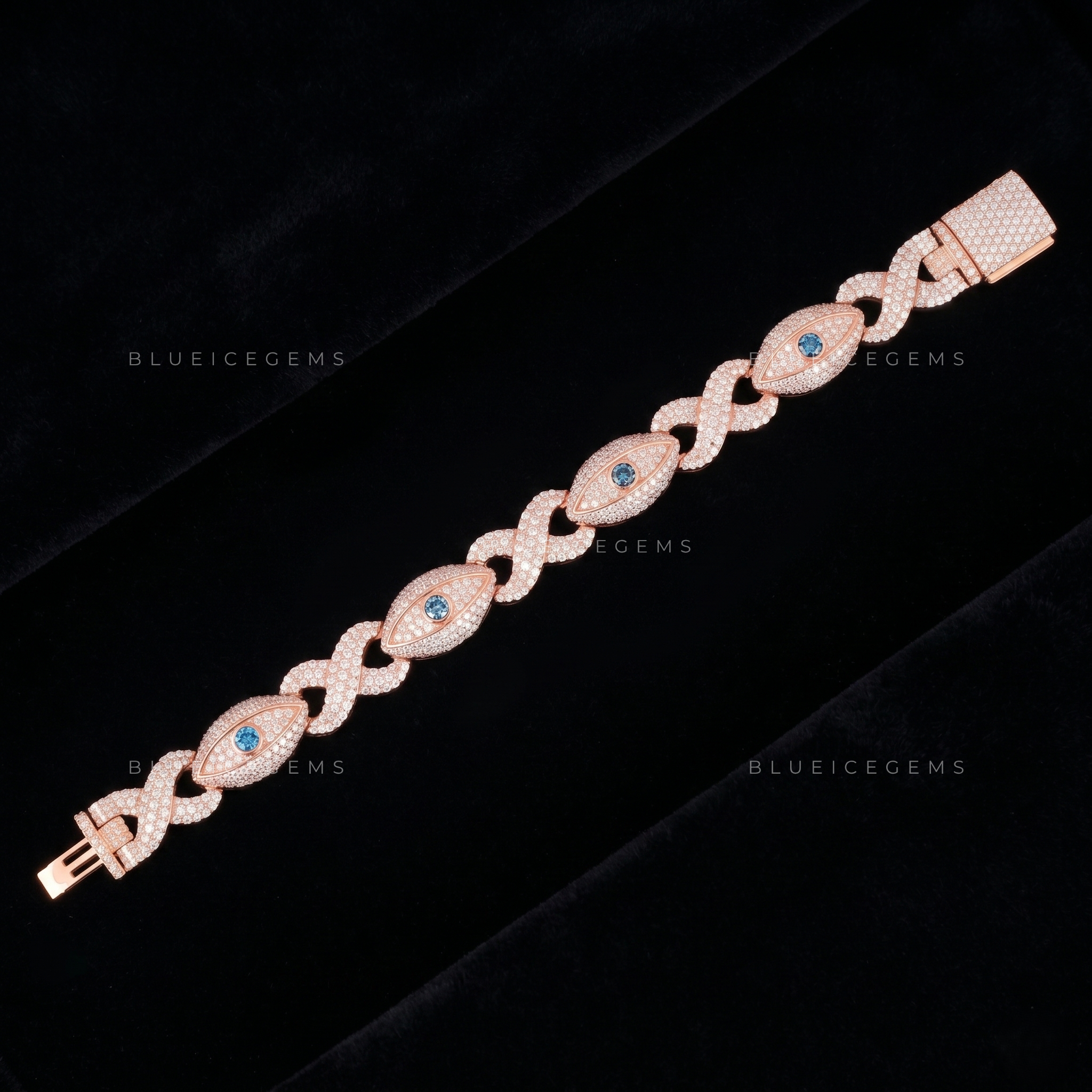 Celestial Vision Infinity-Eye Iced Rose Gold Link