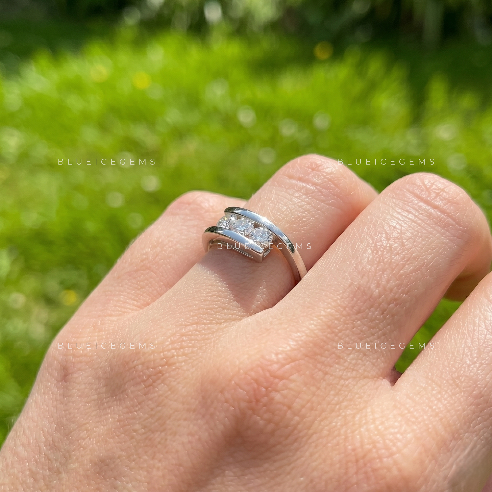 Starlight Cascade Round Cut Contour Wedding Band