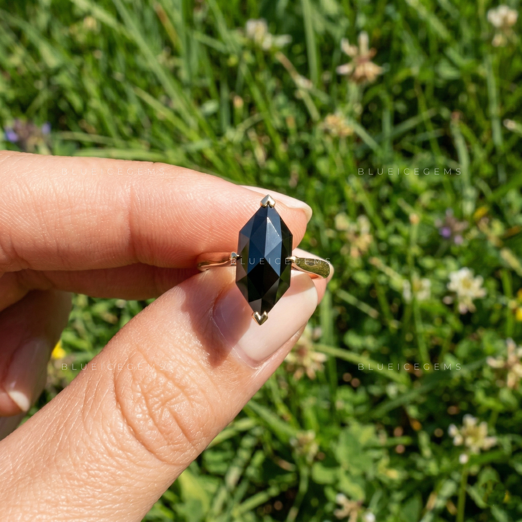 Vintage Noir Dutch Marquise Rose Cut Solitaire Ring