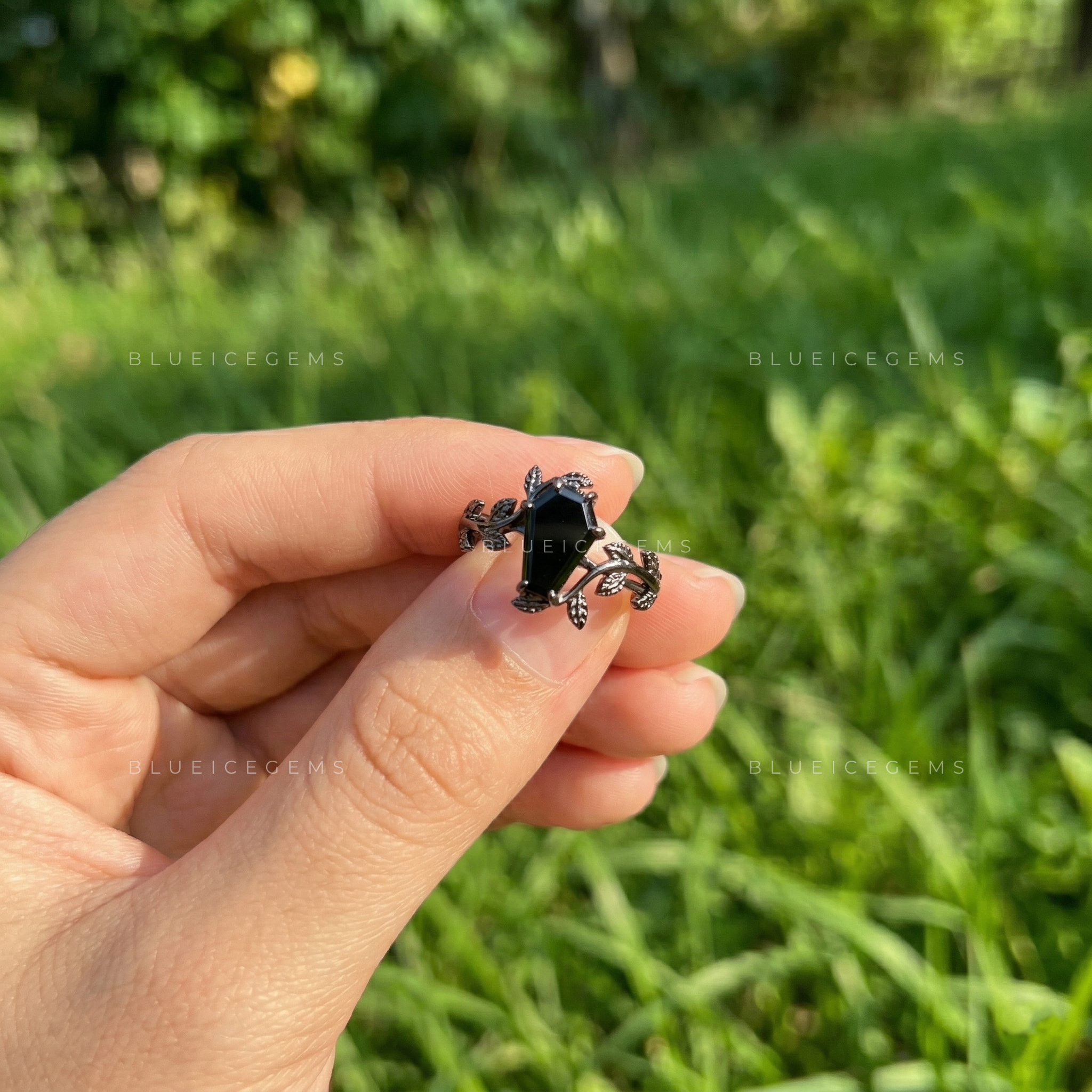 Midnight Noir Coffin Cut Black Diamond Solitaire Ring