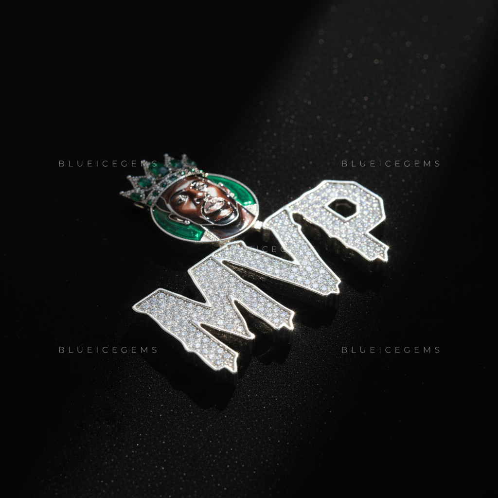 The "MVP" Sovereign: Emerald-Crowned Portrait & Diamond Dripping Monogram