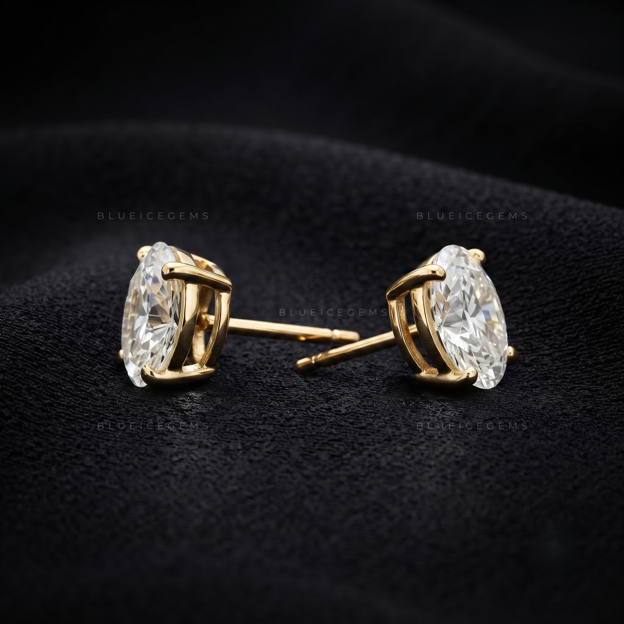 Silken Oval Lab-Grown Diamond Four-Prong Stud Earrings