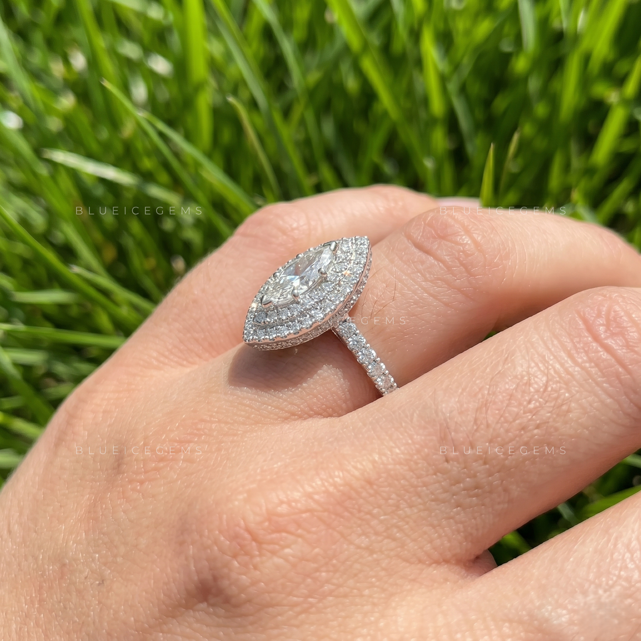 Sovereign Opulence Marquise Cut Double Halo Engagement Ring