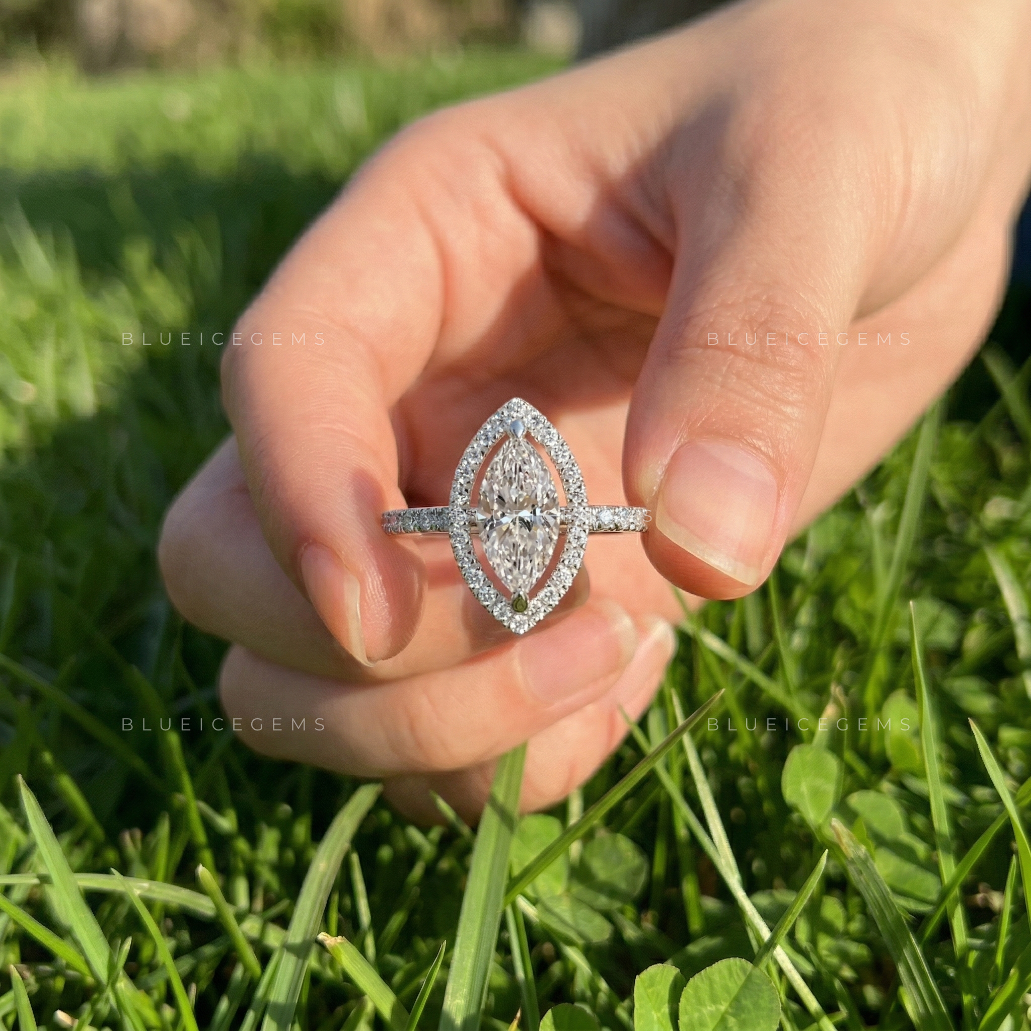 Graceful Splendor Marquise Cut Pavé Engagement Ring