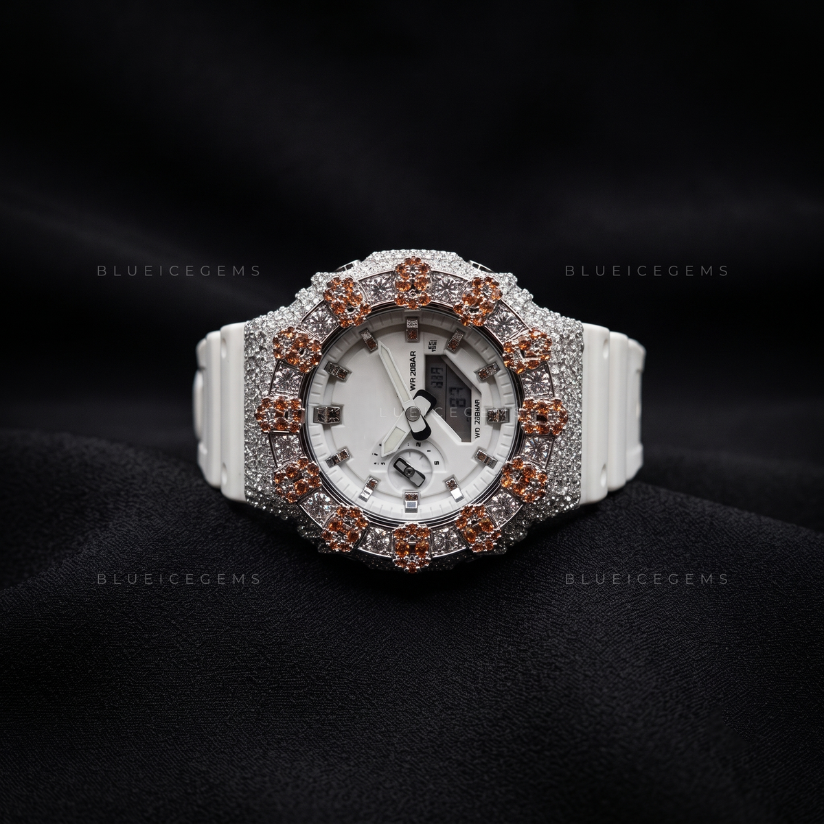Bitcoin Orange Flame Iced Watch