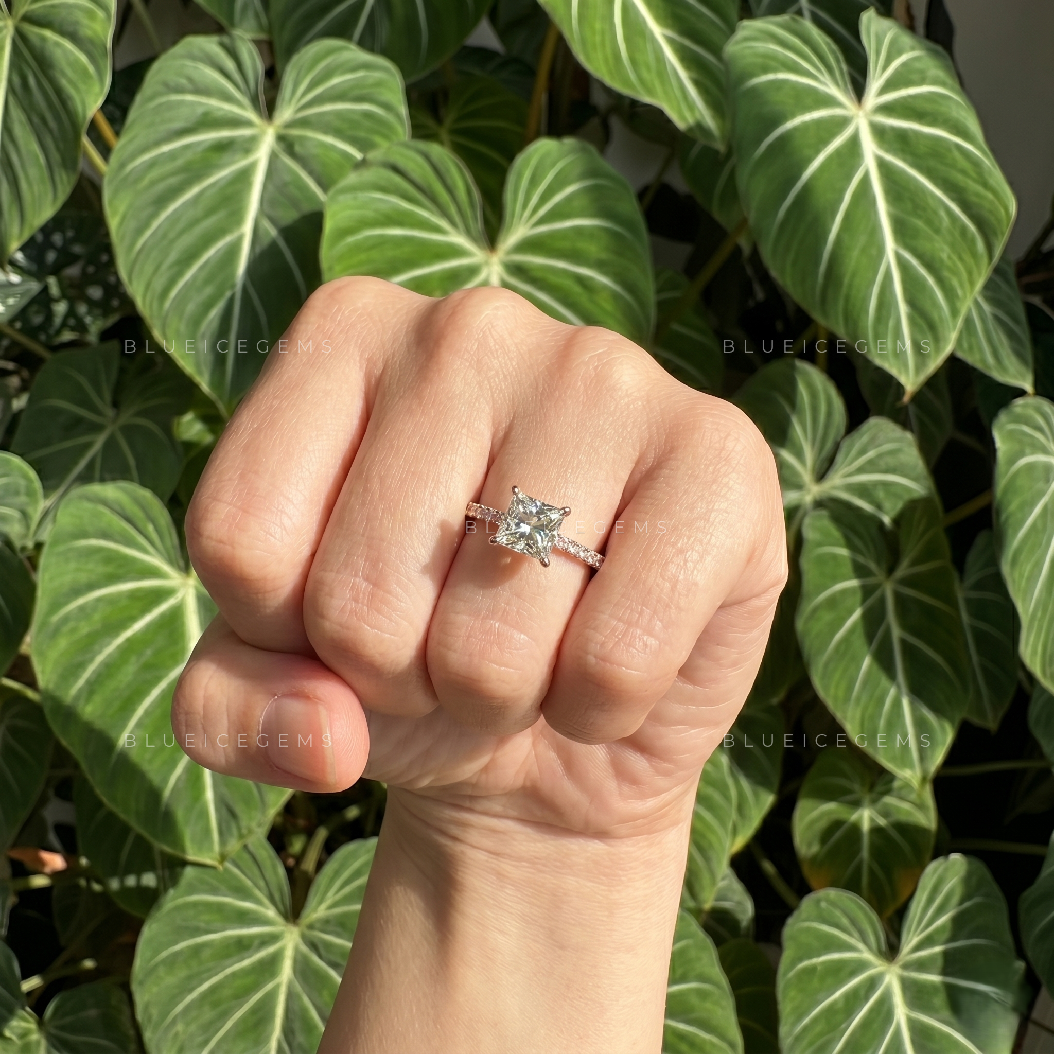 Regal Splendor Princess Cut Pave Engagement Ring