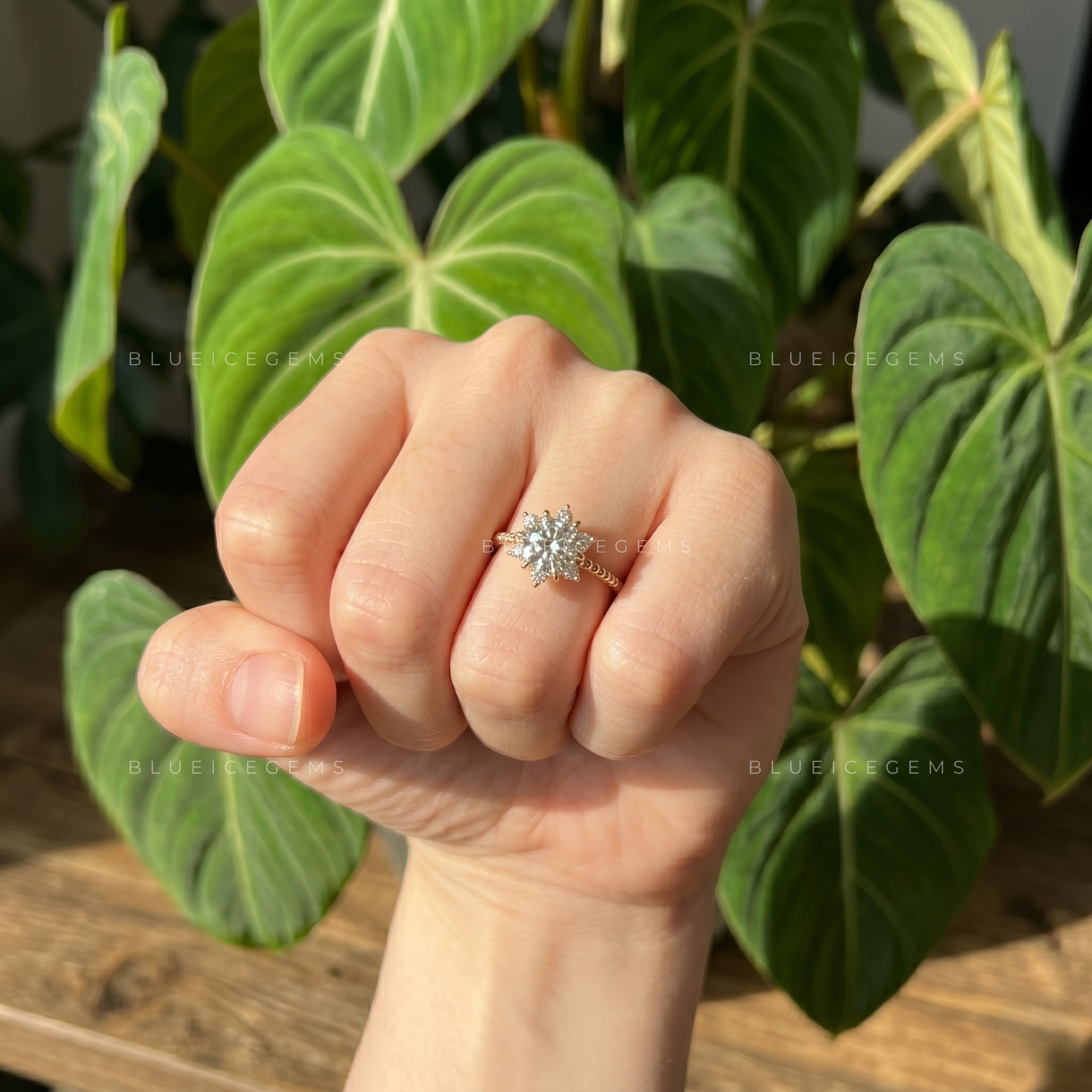 Floral Nostalgia Vintage Round Cut Floral Halo Engagement Ring