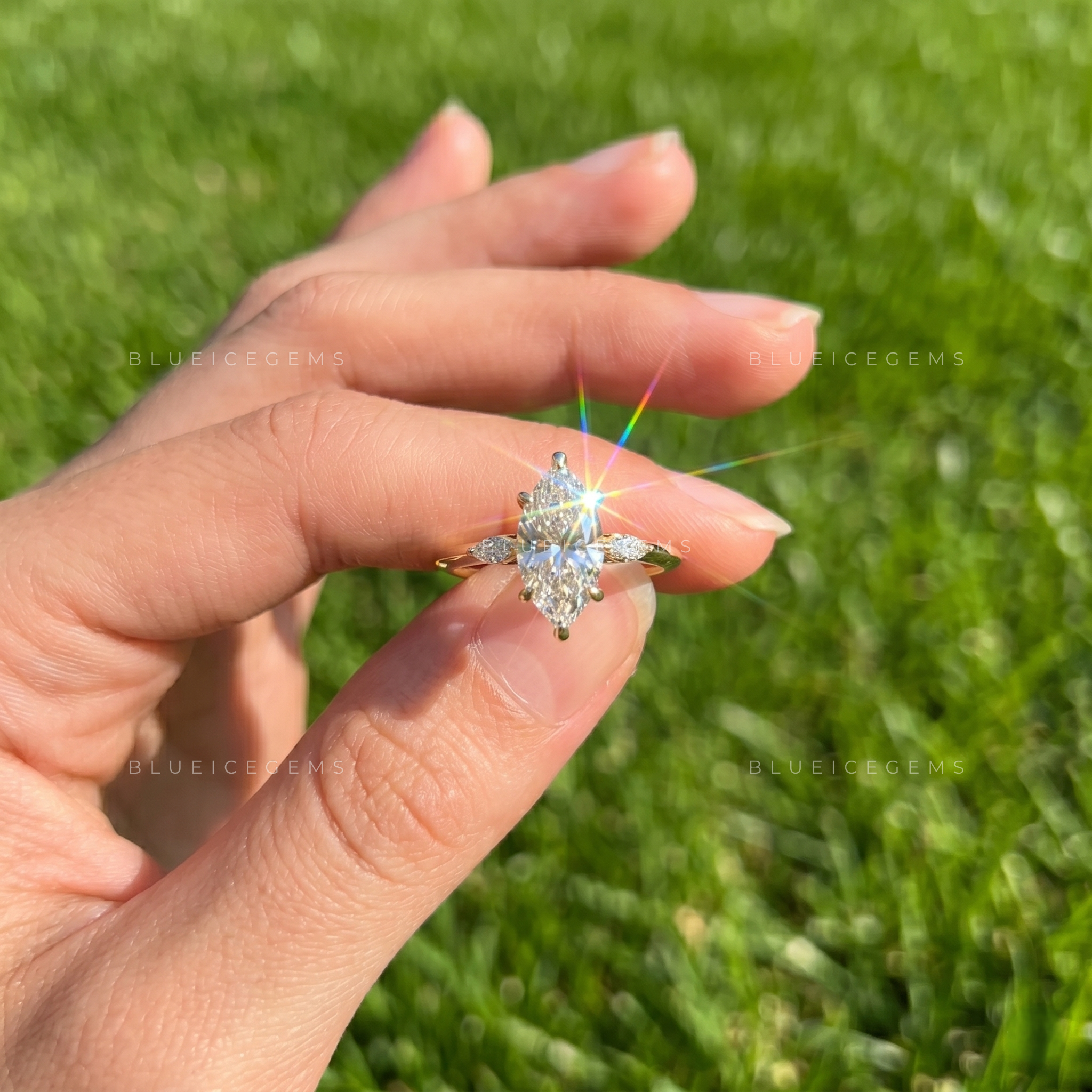 Regal Whisper Marquise Brilliant Cut Accent Solitaire Engagement Ring