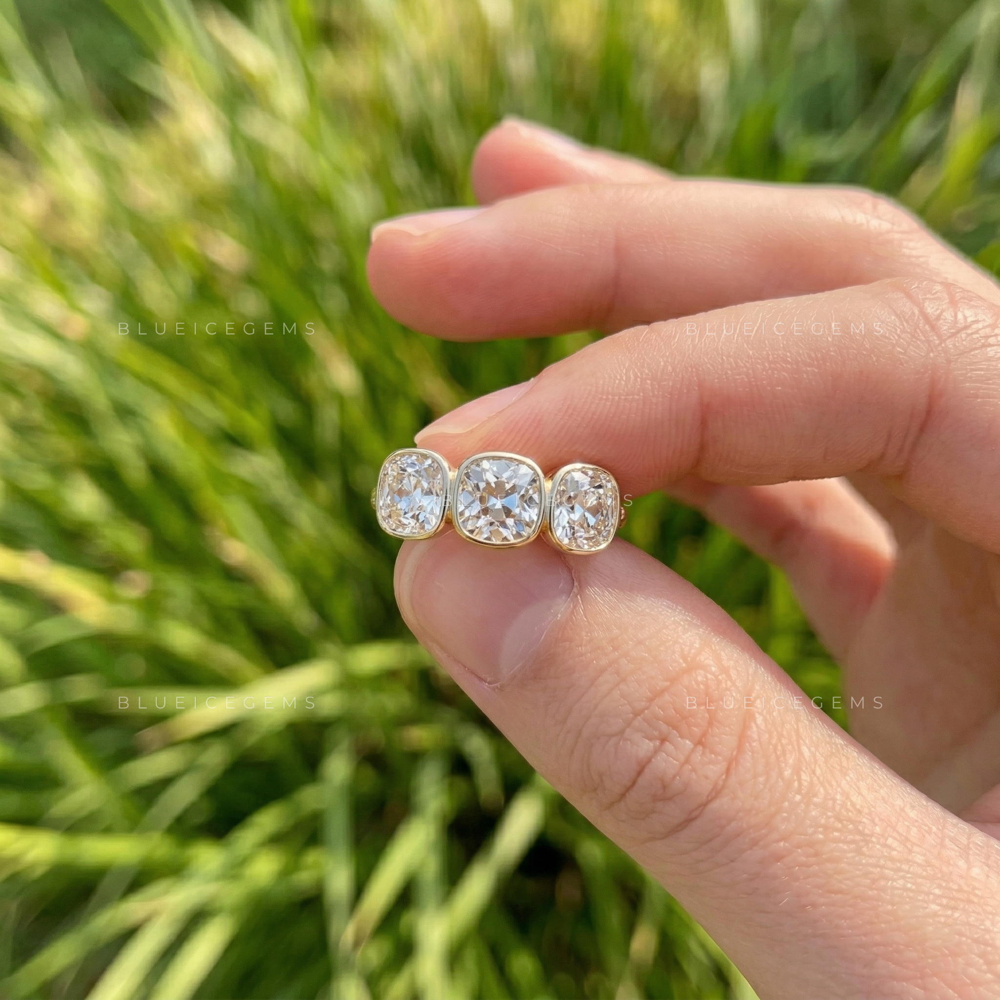 Vintage Grandeur Cushion Old European Cut Lab Diamond Ring