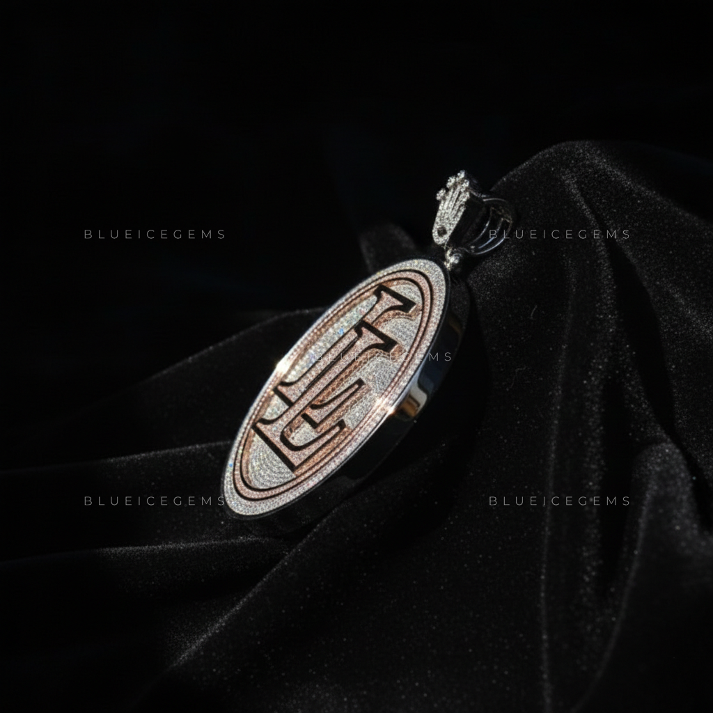 The "LL" Medallion: Crown-Topped Circular Monogram & Rose Gold Halo Sovereign